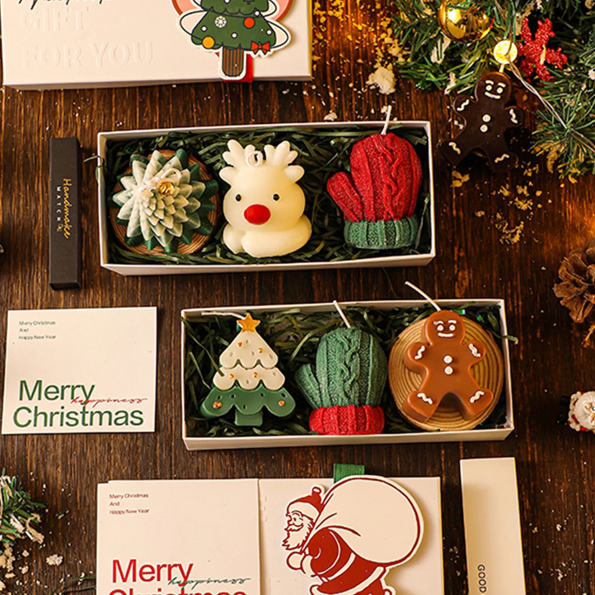 Festive Handcrafted Christmas Candle Set With Deer Design 4