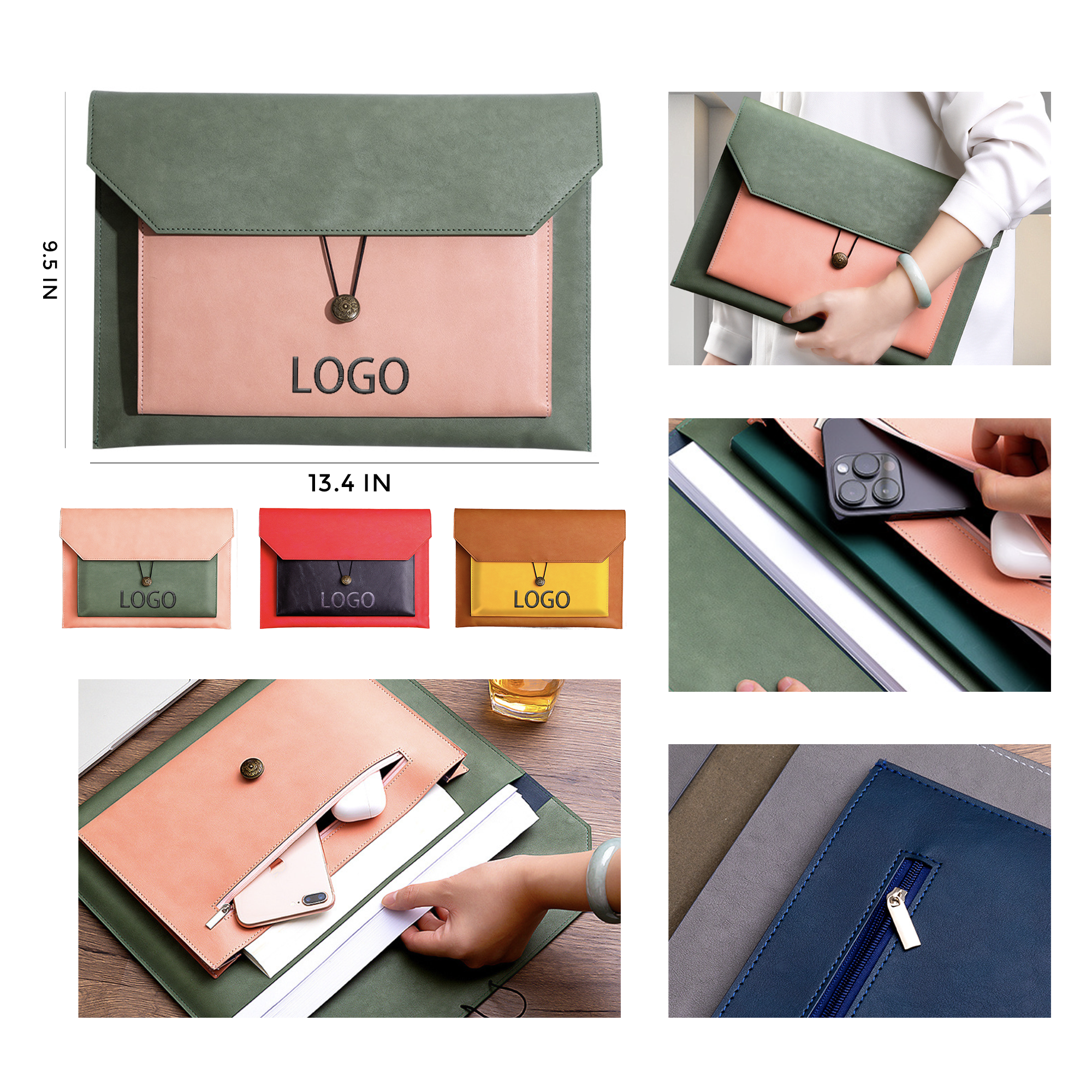 MOQ 10 PCS A4 Leather Document Bag 2