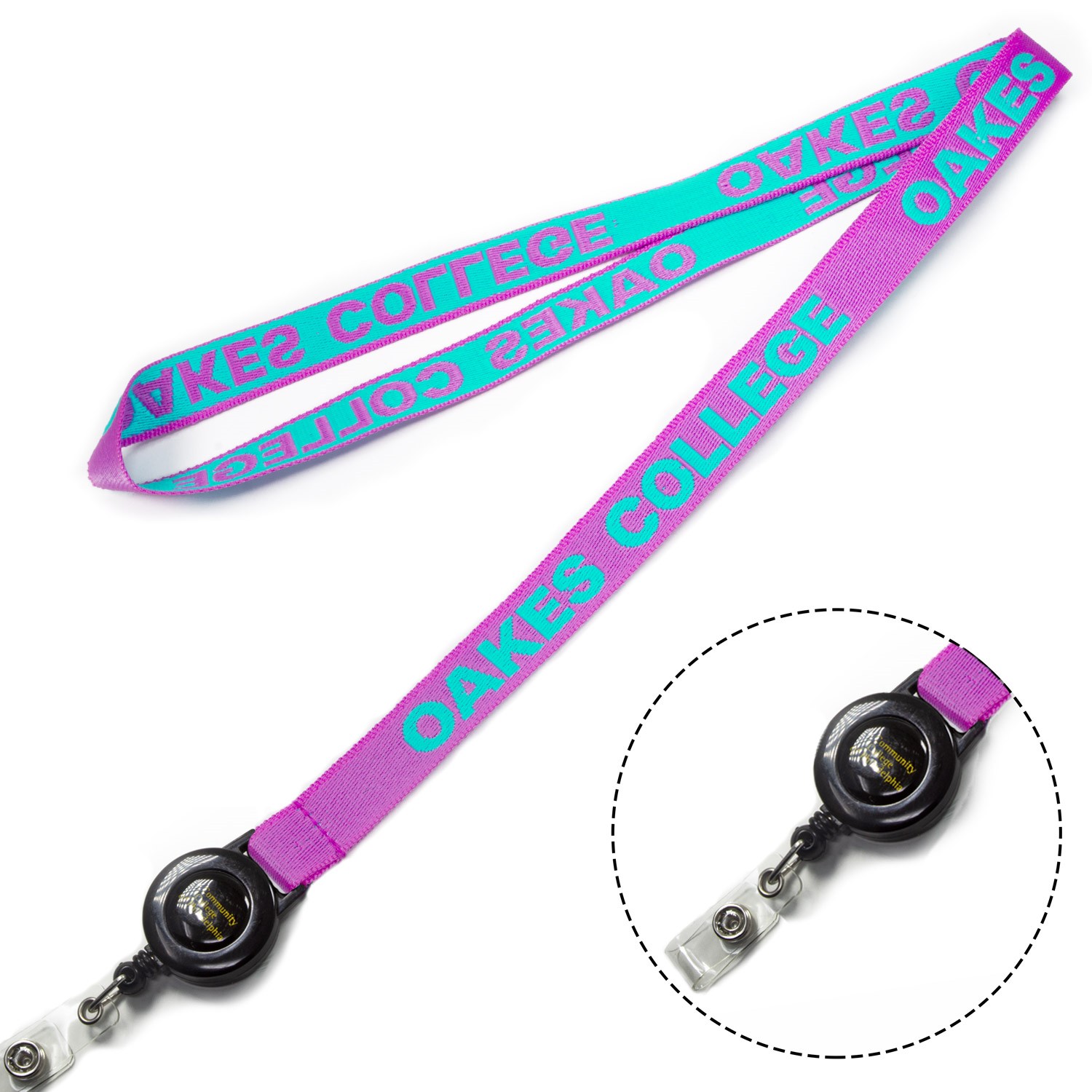 1/2 inch Woven Lanyards w/ Retractable Reel Combo 1