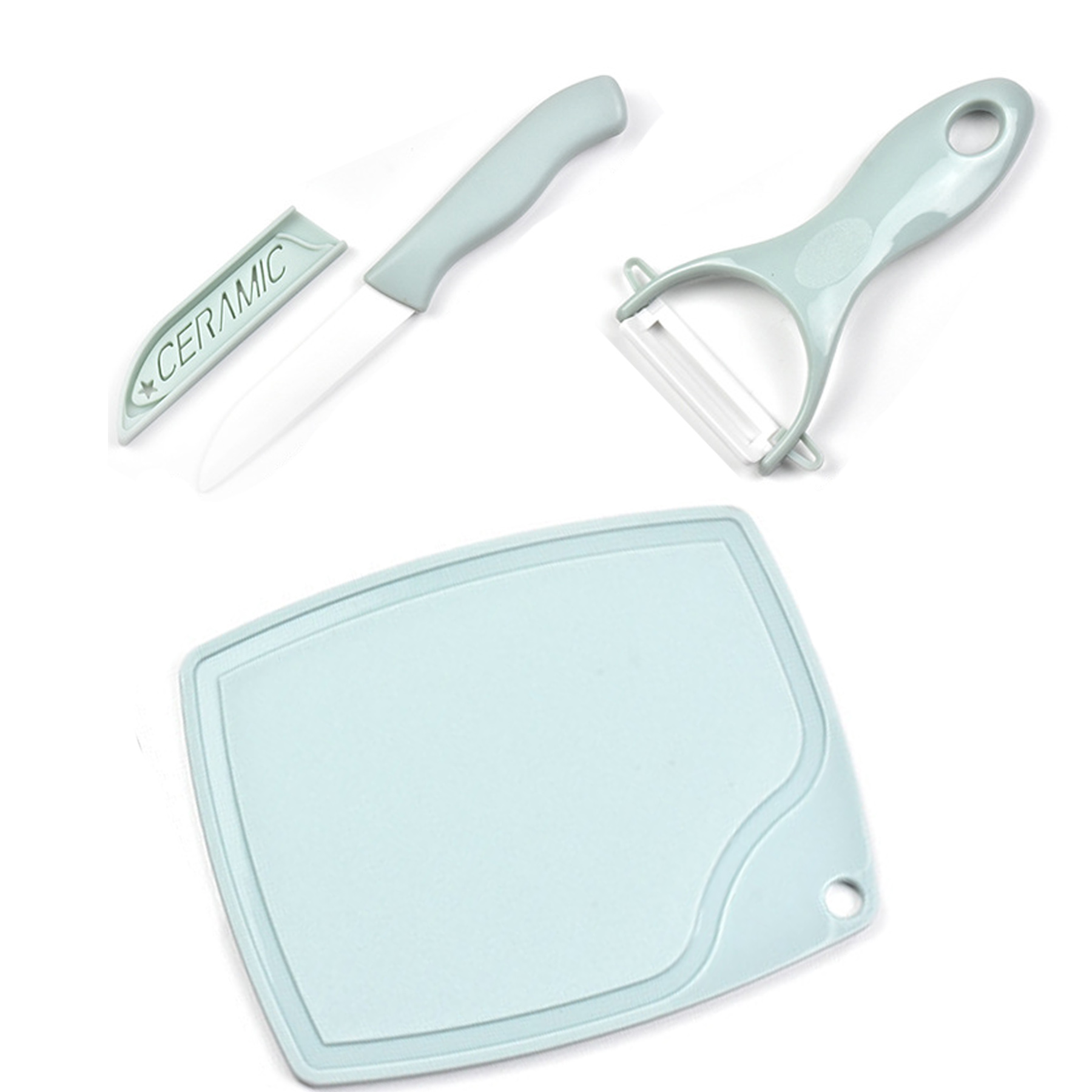 Ceramic Knife Peeler And Cutting Board Set 2