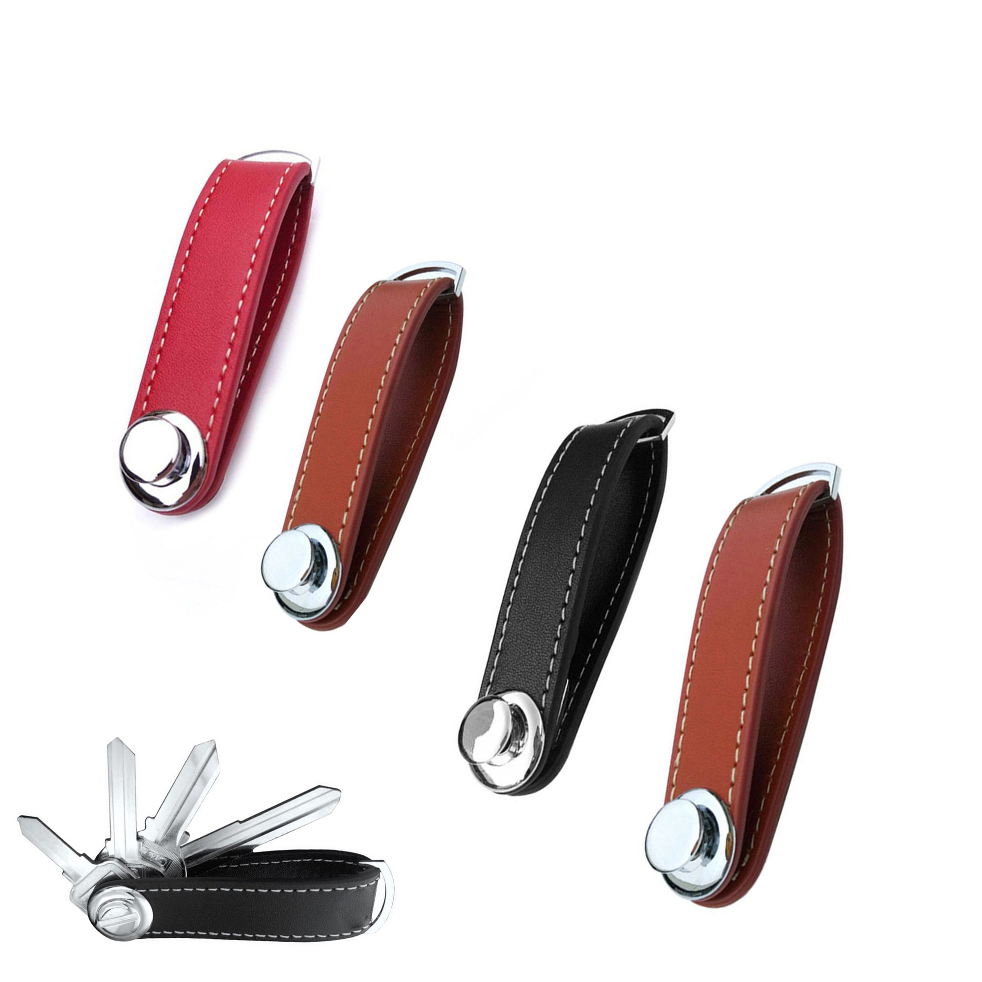 Rectangular Leather Keychain 1