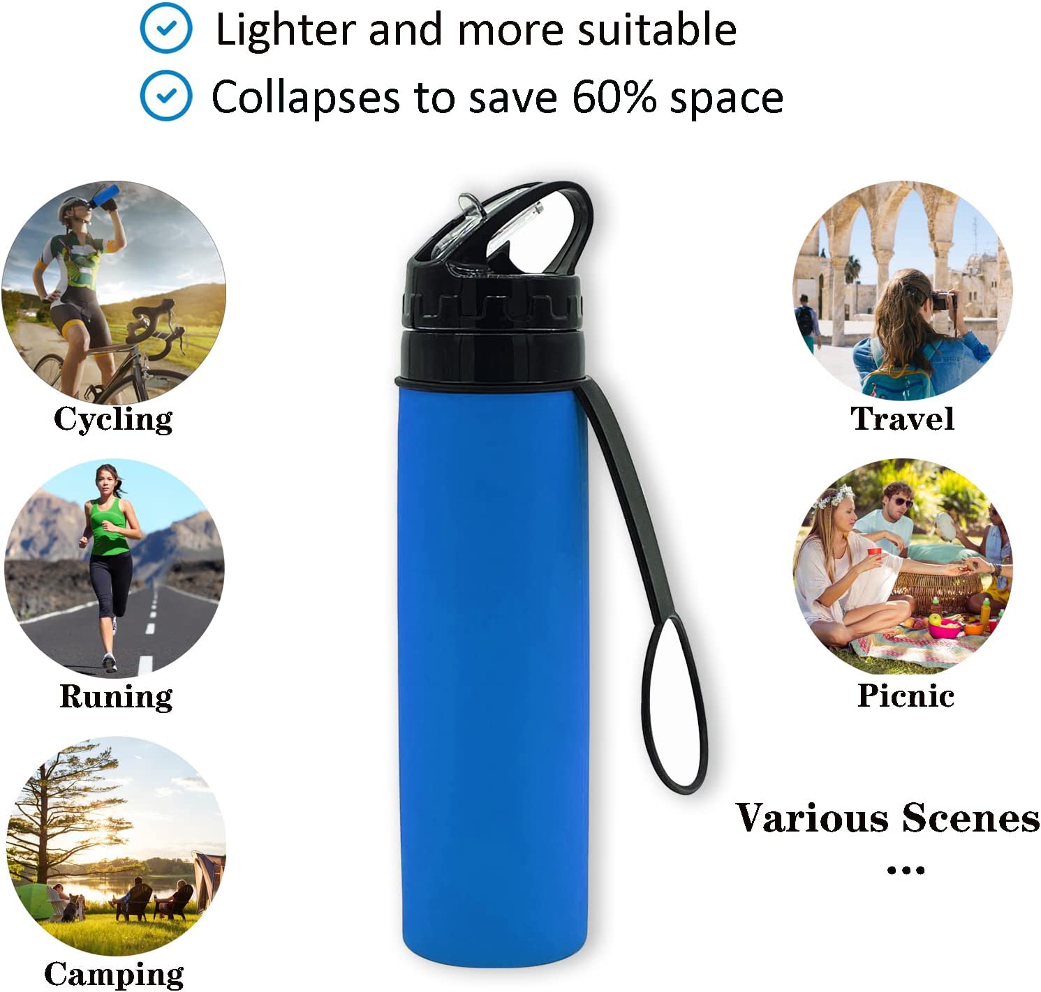 New Arrival 20oz Foldable Silicone Water Bottle 7
