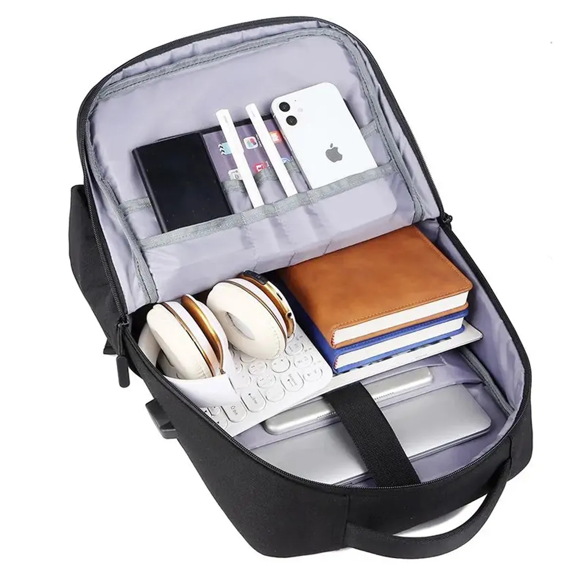 Anti-theft Waterproof Men Business USB Port Laptop Backpack 5