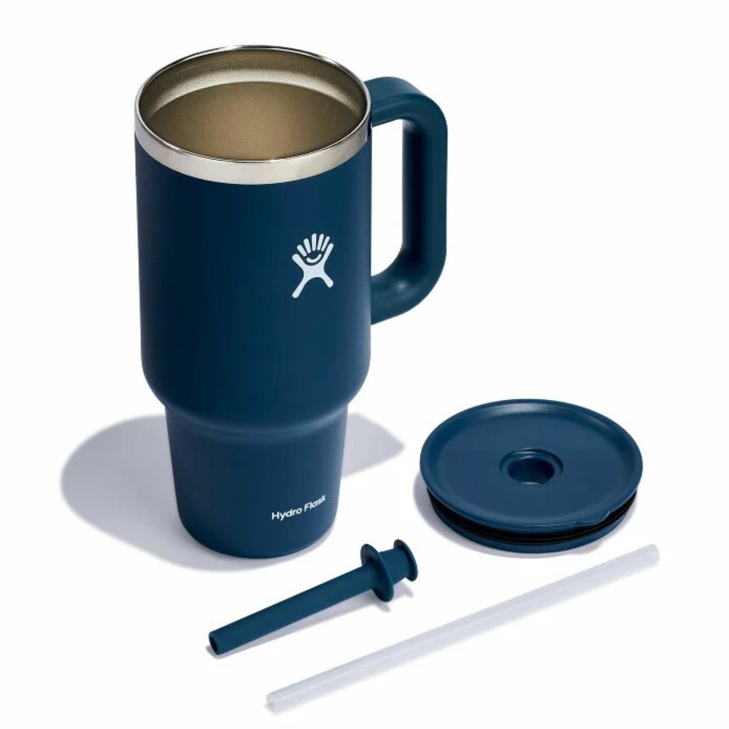 32 oz Hydro Flask® Stainless Steel Insulated Travel Tumbler w/ Handle & Straw 1