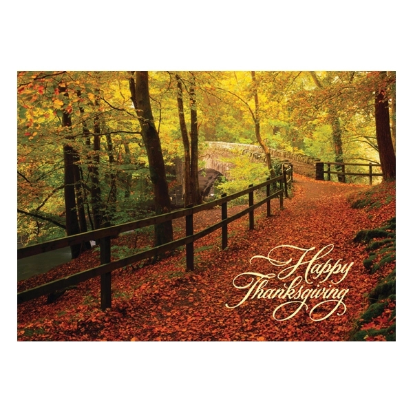 Leaf-Strewn Lane Thanksgiving Card 2