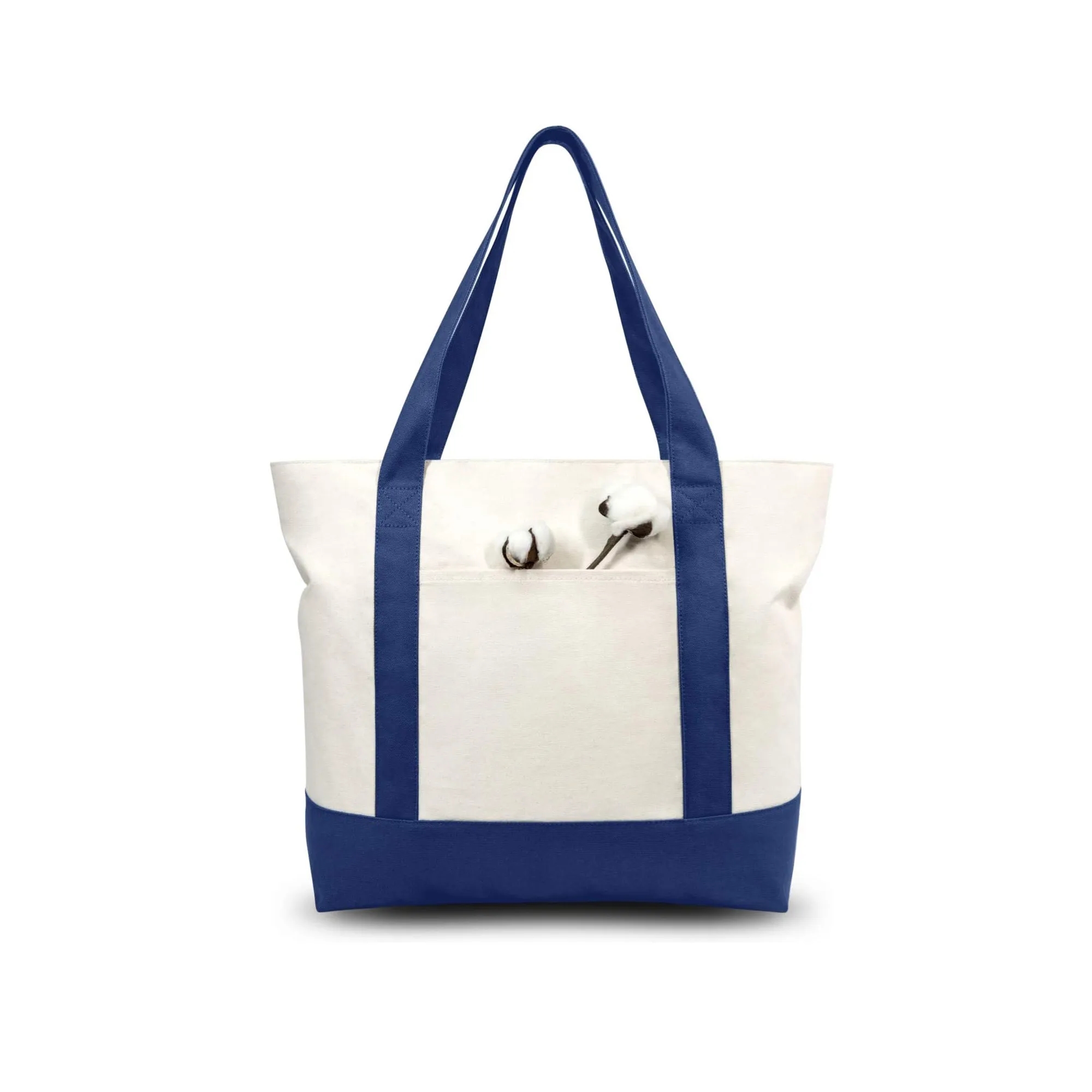 100% Cotton Canvas Tote Bag Top Zipper Closure 7