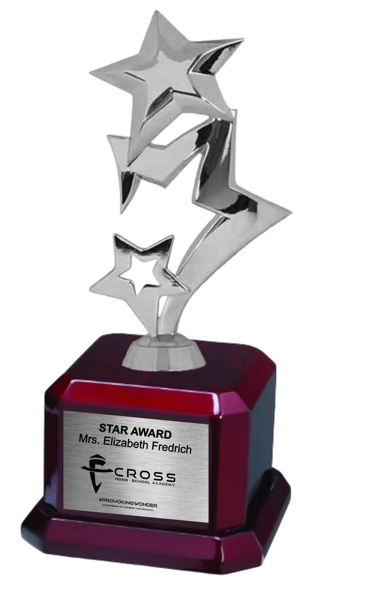 9 1/2" Star Trophy Award on Rosewood Royal Piano Finish Base 17