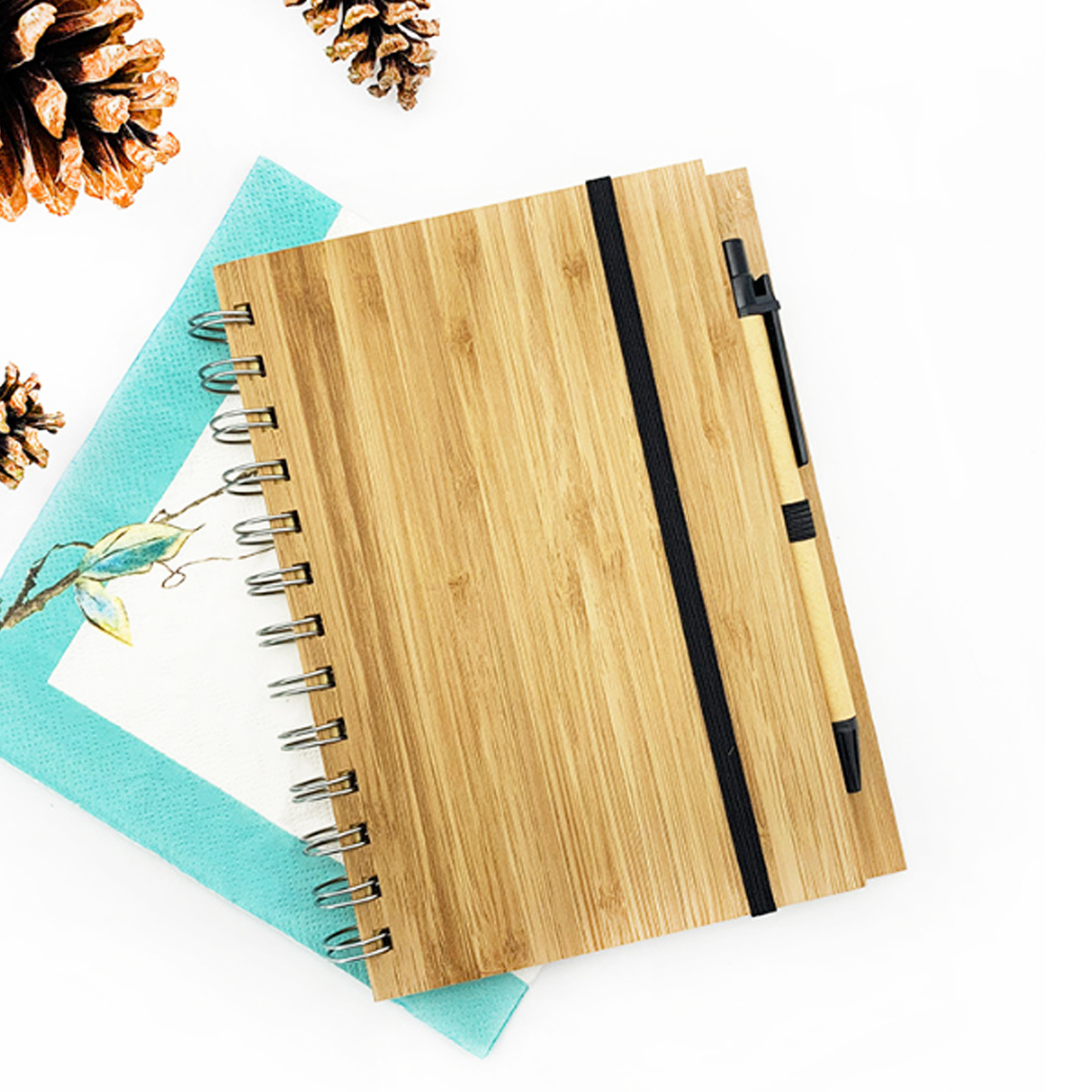 A5 Eco-Friendly Bamboo Notebook with Spiral Binding & Pen 5