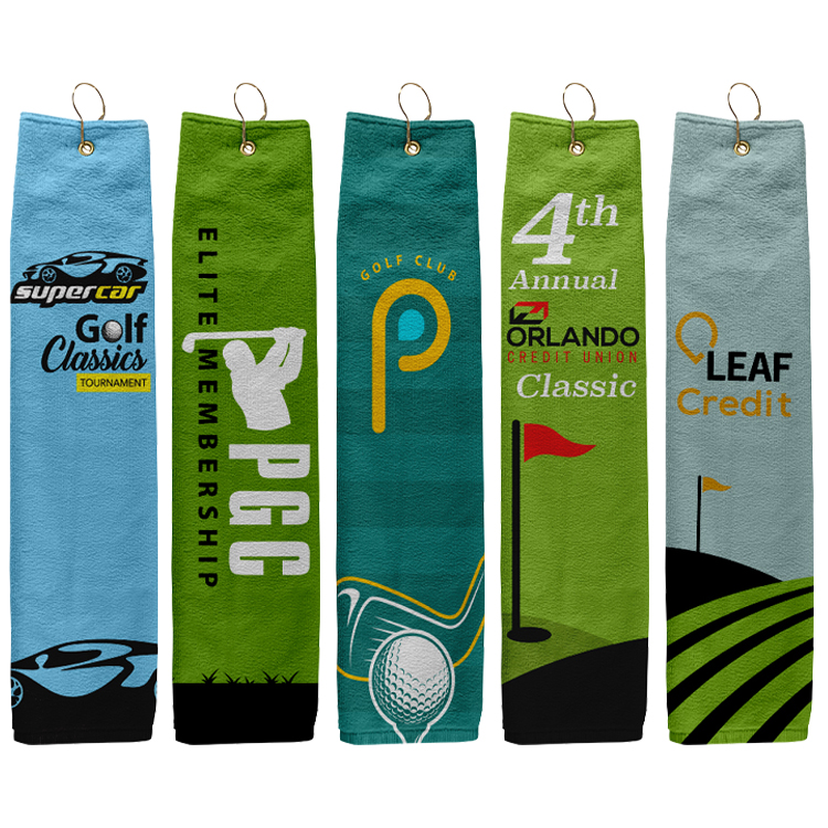 Large Custom Full Color Grommeted Tri-Fold Golf Towel 8