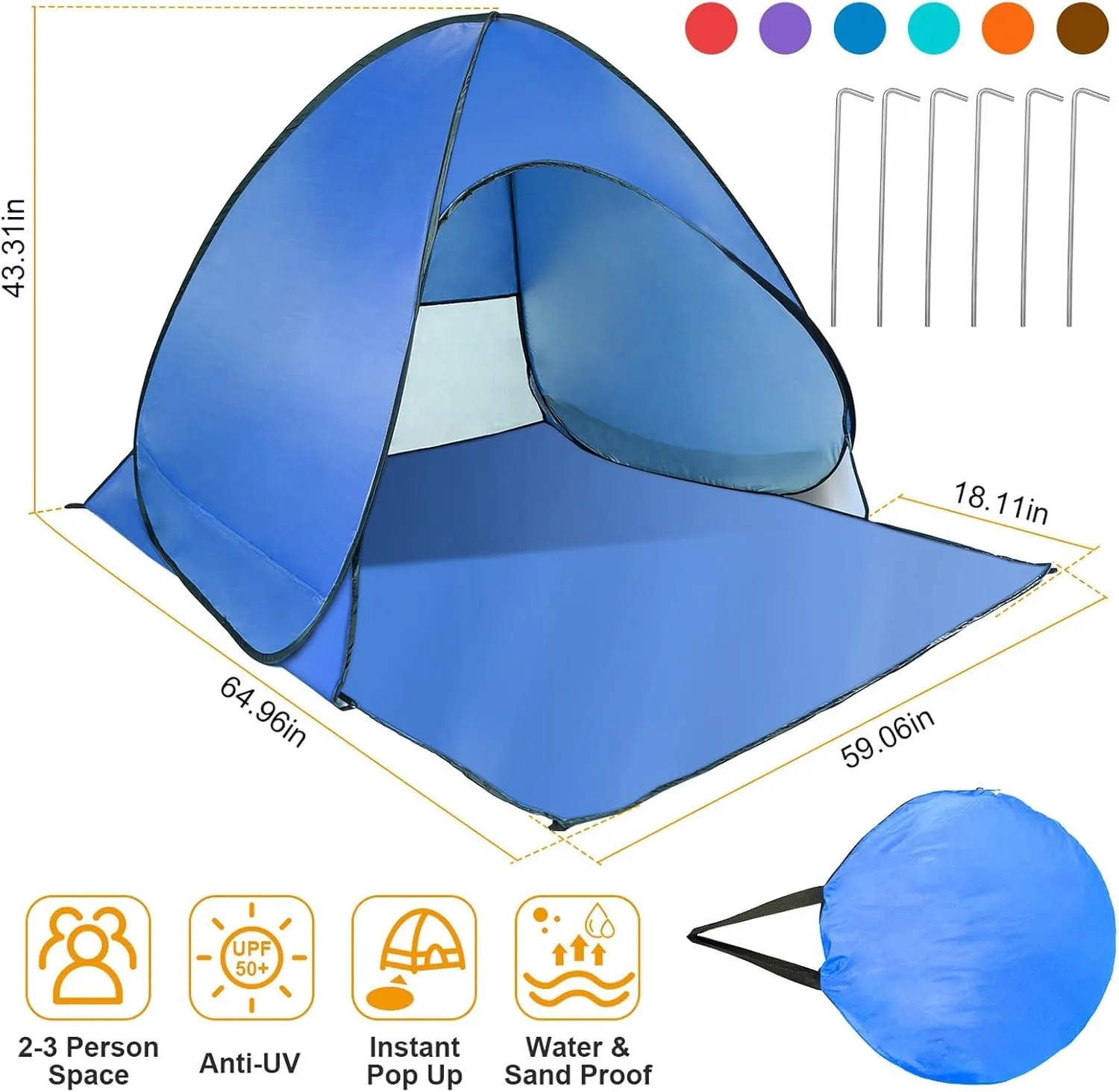 Beach Tent UV Protection Waterproof Portable Shade 7