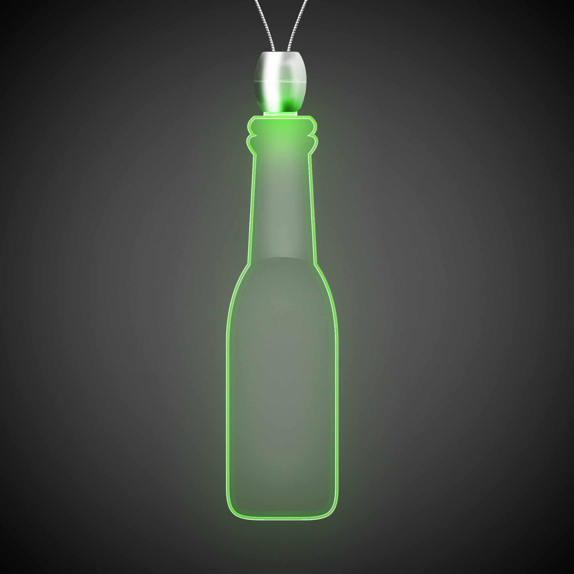 Round Bottle Green Light-Up Acrylic Pendant Necklace