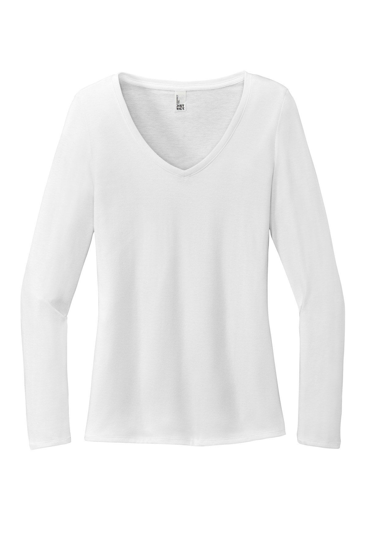 District Women's Perfect Tri Long Sleeve V-Neck Tee DT135 1