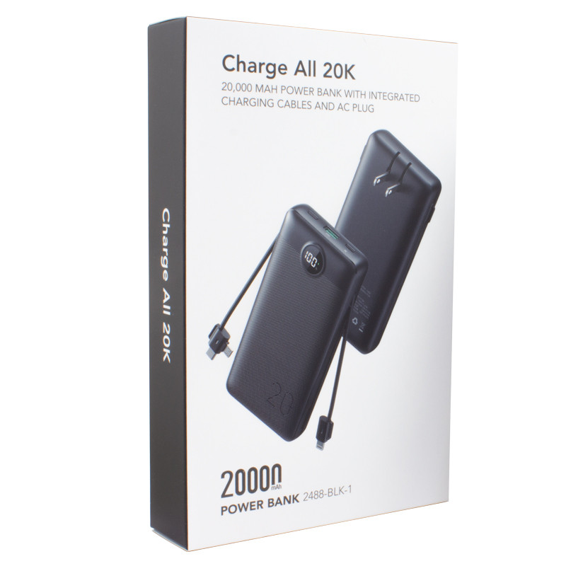 Charge All 20K Power Bank with Integrated Charging Cables and AC Plug 3