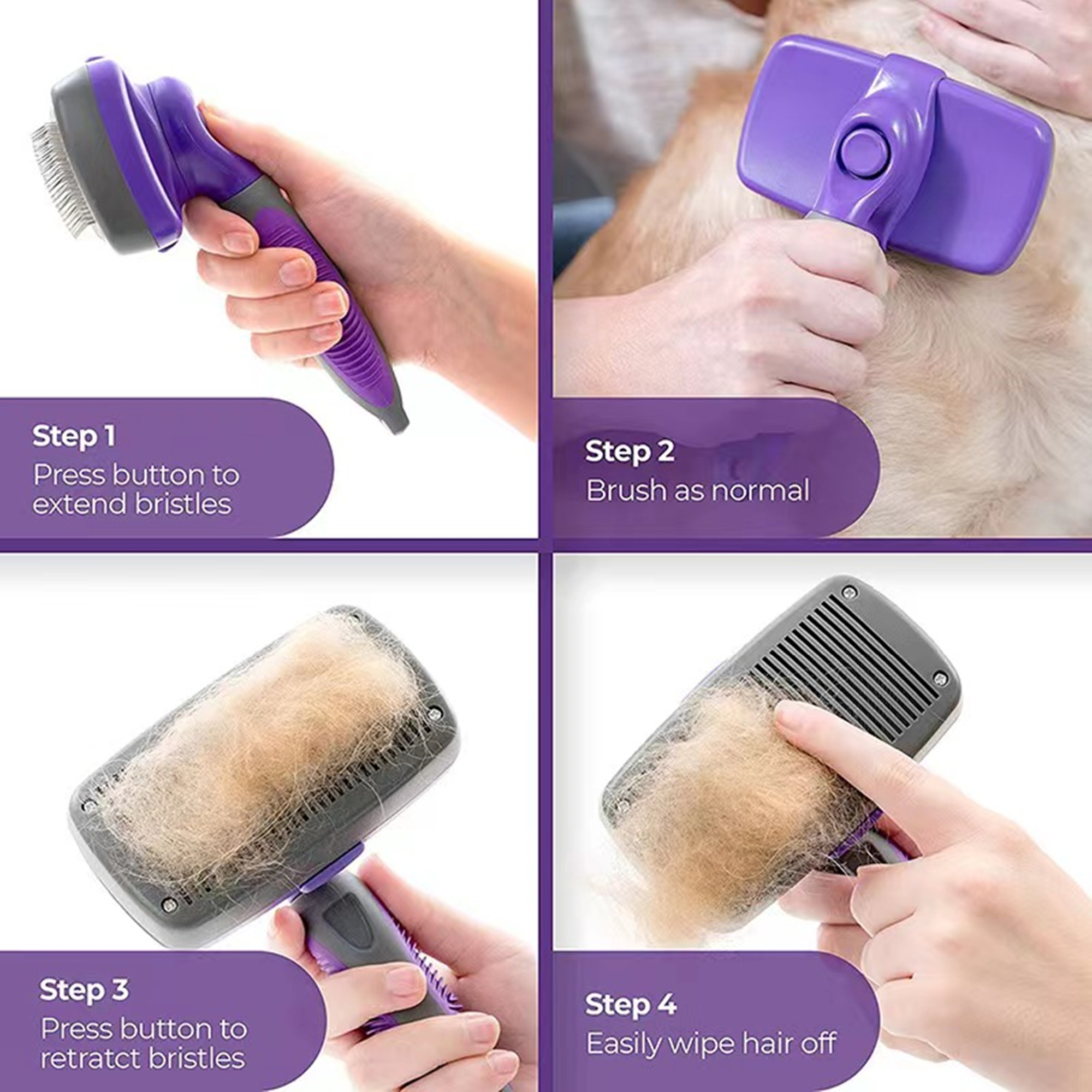 Self Cleaning Slicker Brush For Pets 2