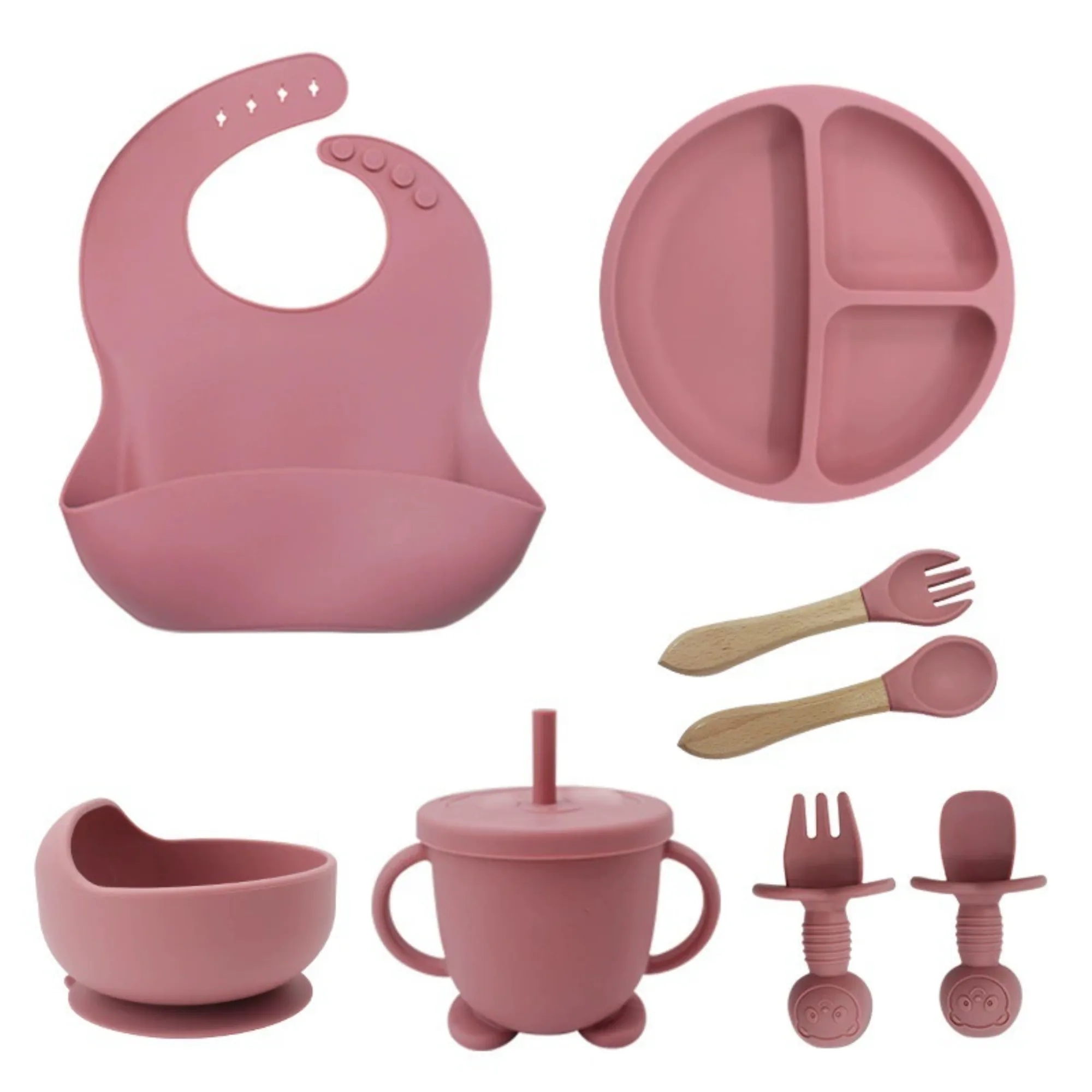 Children's Anti-Drop Silicone Tableware Set With Suction Cup 13