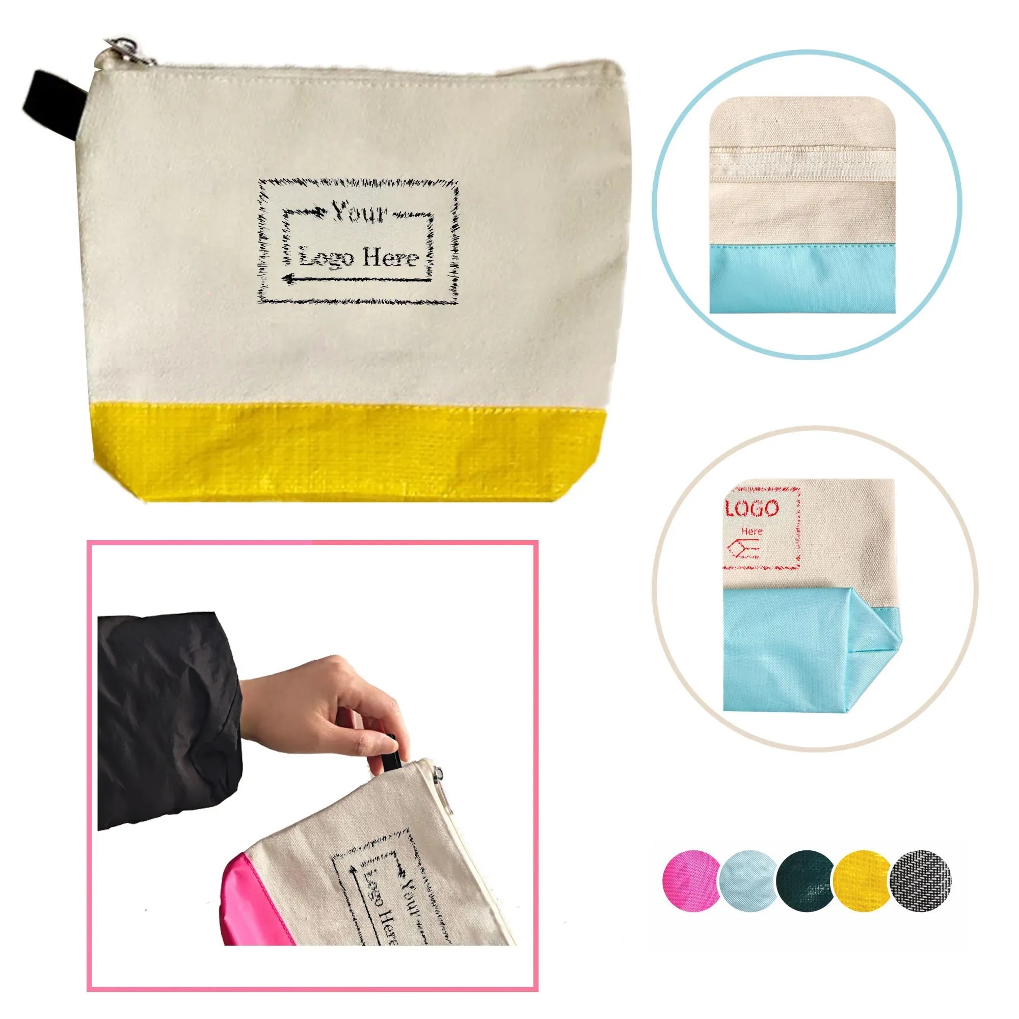 Embroidered Patchwork Canvas Zipper Pouch