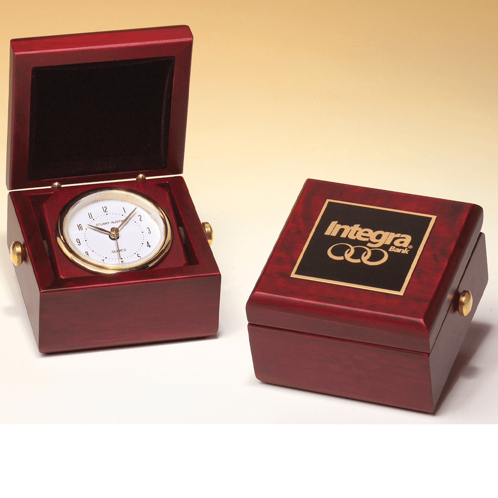 MAHOGANY FINISH BOX CLOCK 1