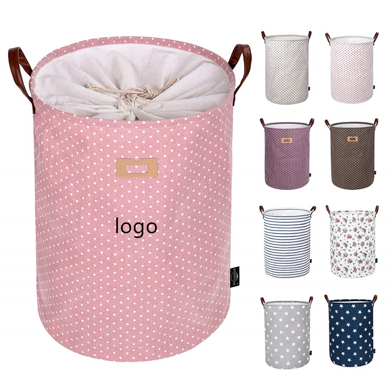 Drawstring Waterproof Cotton Collapsible Storage Basket 1