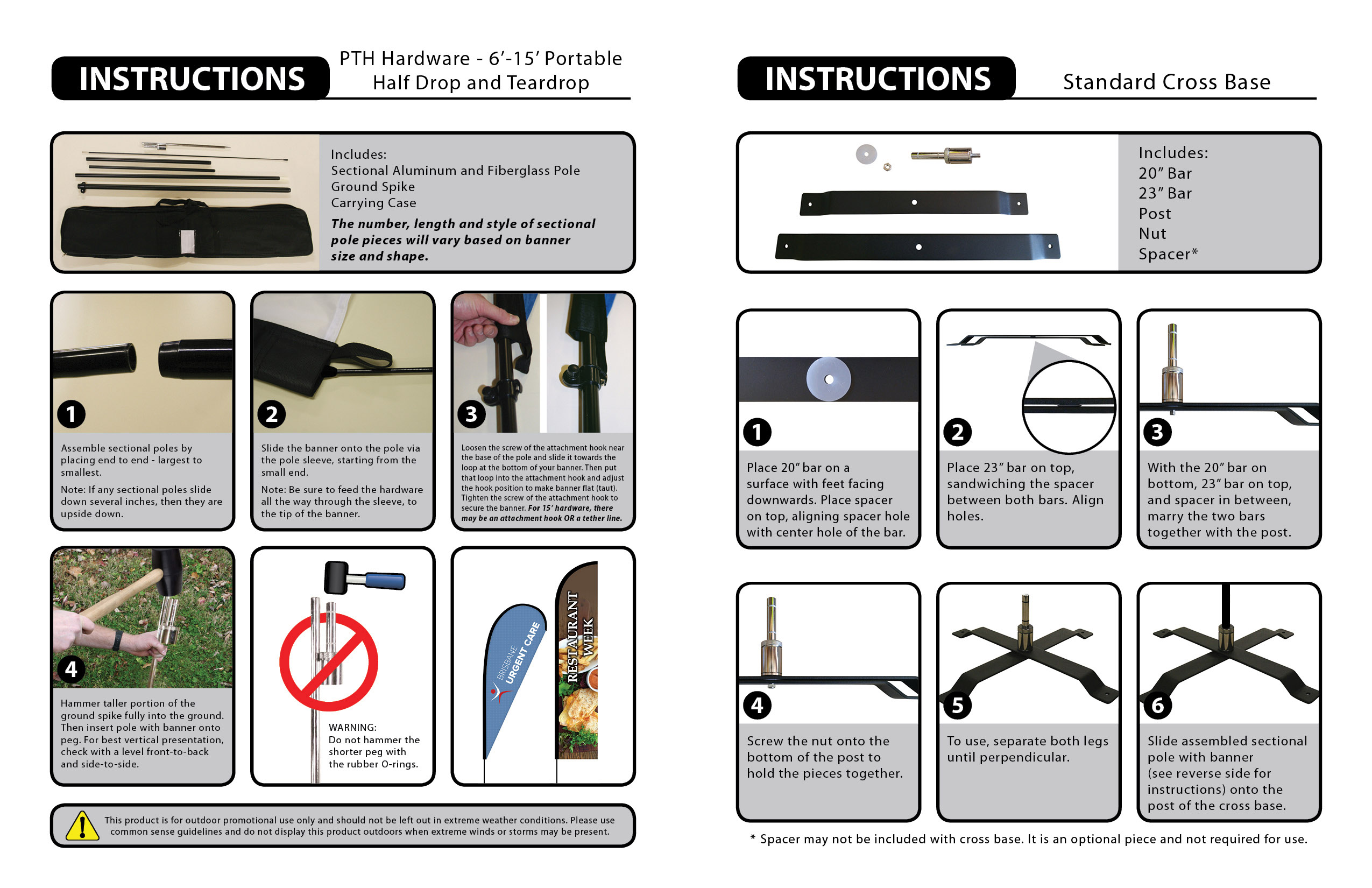 15' Double Sided Half Drop Banner w/ Premium Hardware & Cross Base 16