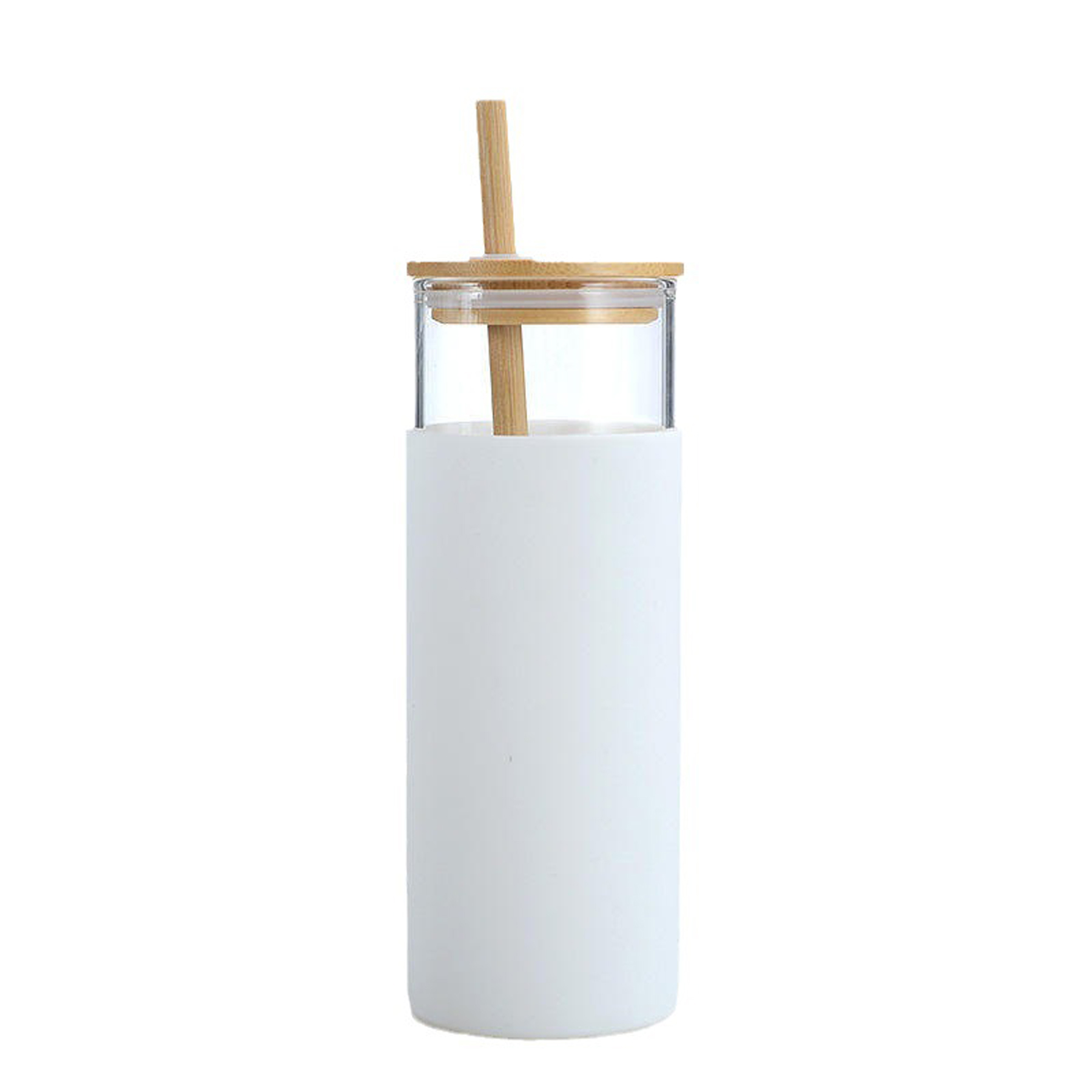 17oz Glass Tumbler with Silicone Sleeve, Bamboo Lid, and Straw