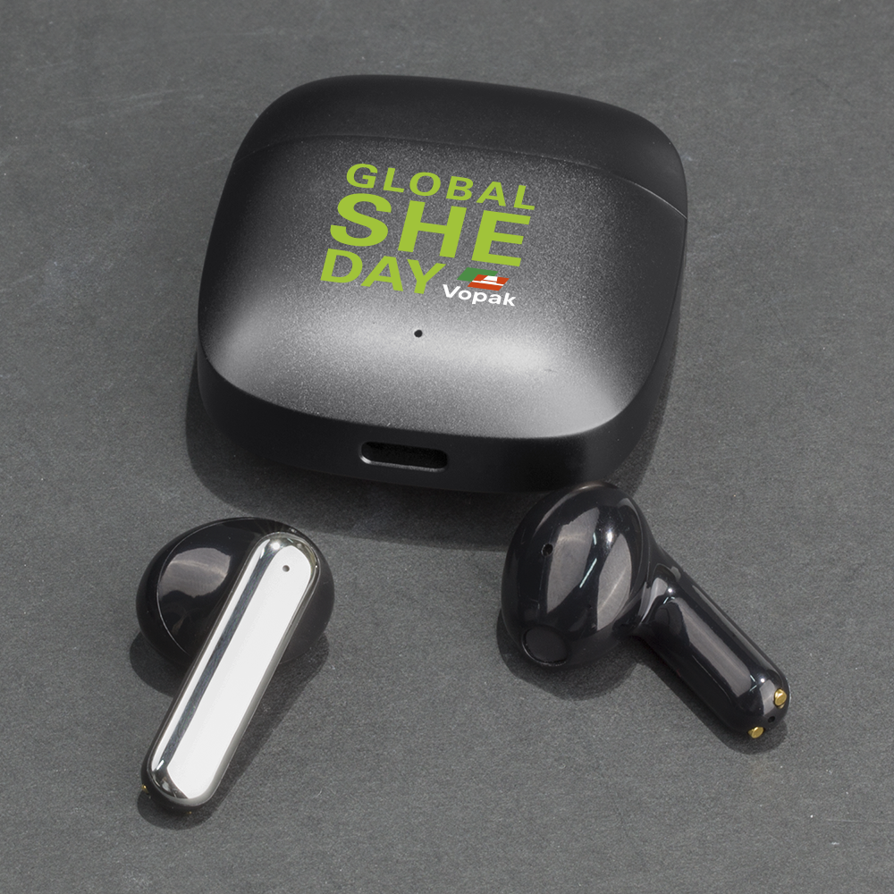 Black Metal Bluetooth Wireless Earbuds 6