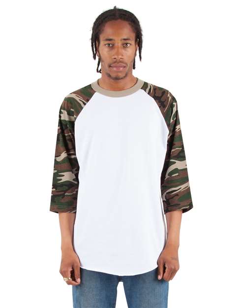 Unisex Three-Quarter Sleeve Camo Raglan T-Shirt - SHRAGCM 21