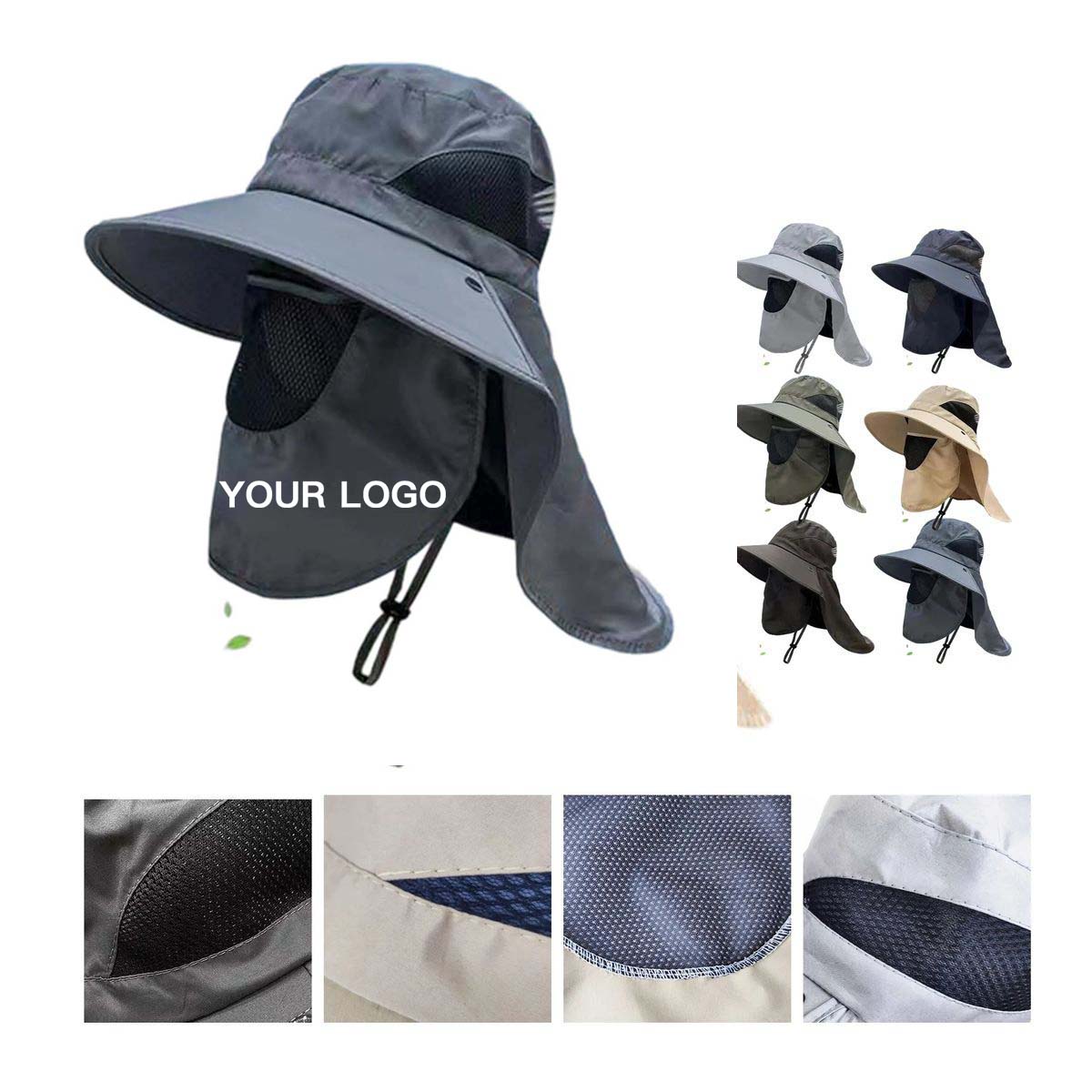 Men's Solid Color Sun Protective Shawl Hat 2