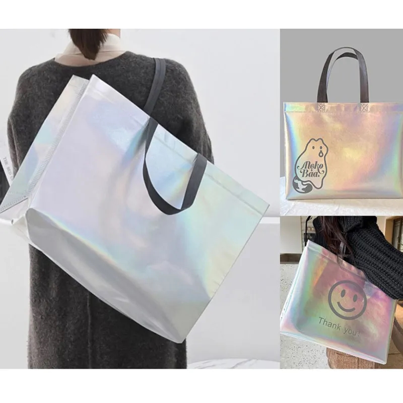 Iridescent Large Gift Bag Glossy Tote 6