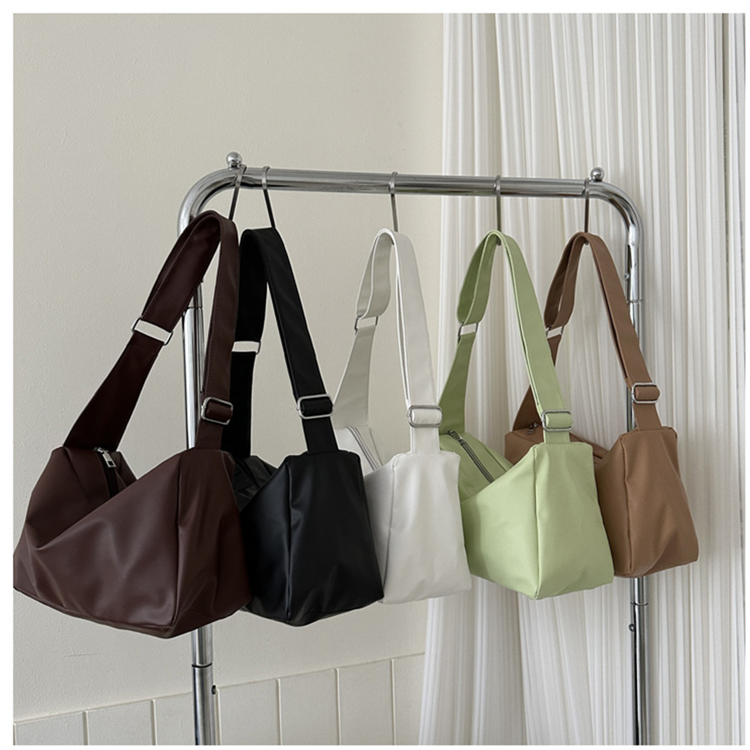 PU leather Solid Color Crossbody Bag 7