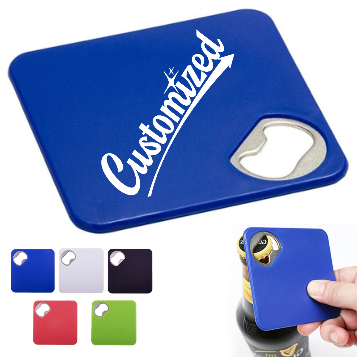 Flat Card Bottle Opener with Stainless Insert 4