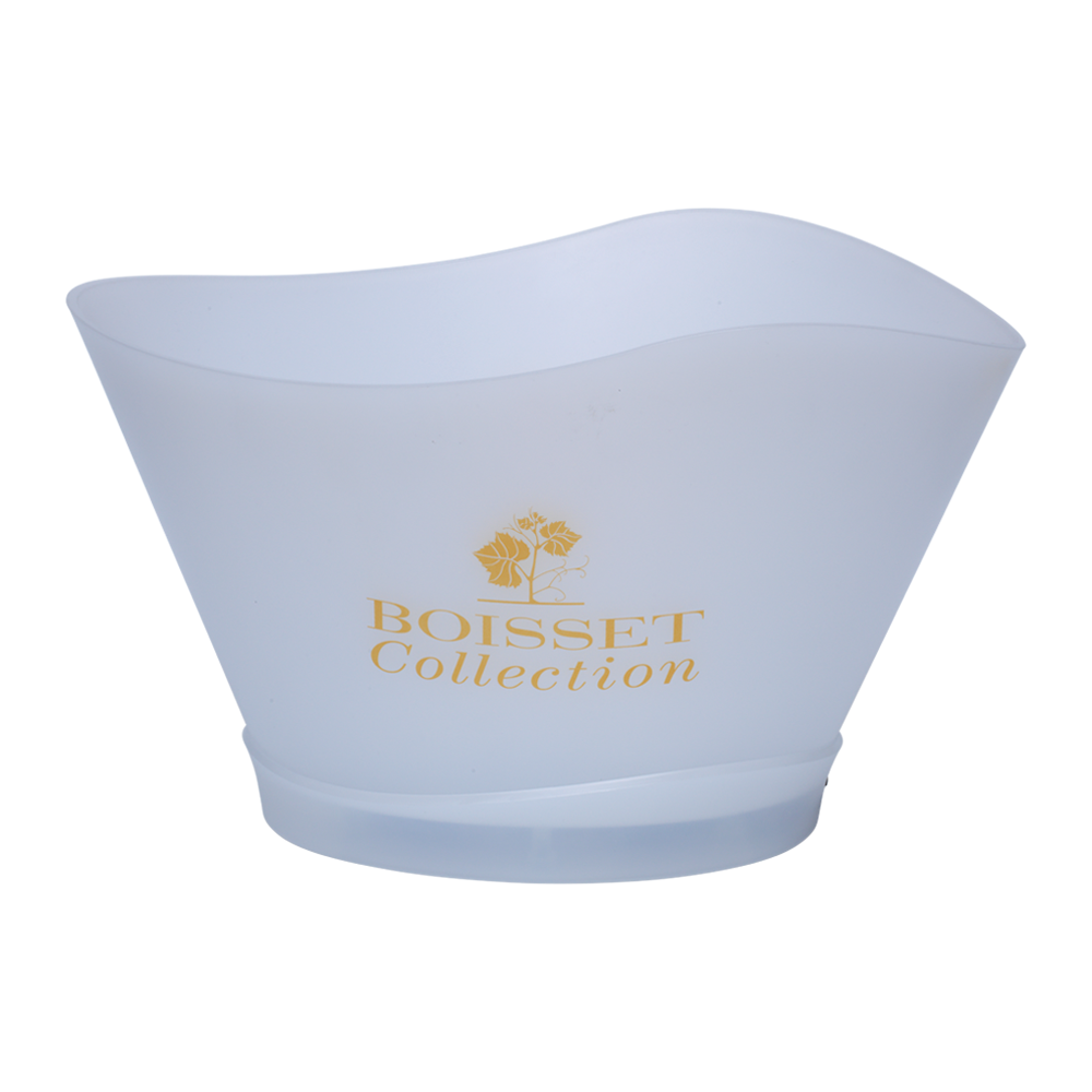 LED Light Ice Bucket, Large White Plastic 2
