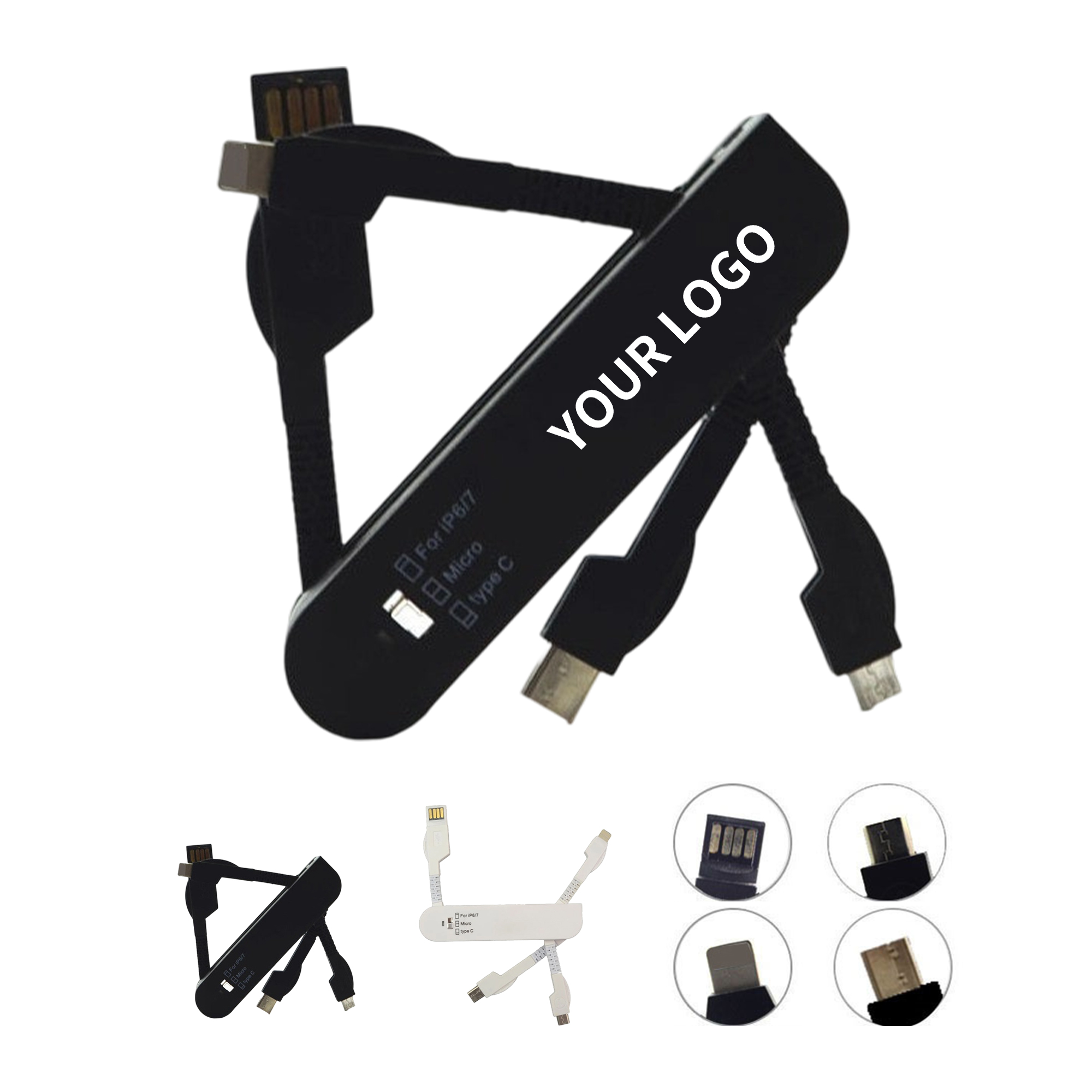 Portable Three In One Charging Lead Foldable 1" x 0.95" x 3.55" 2