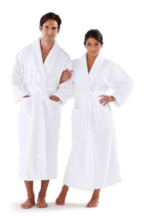 Shawl Collar Velour Stripe Bathrobe 4
