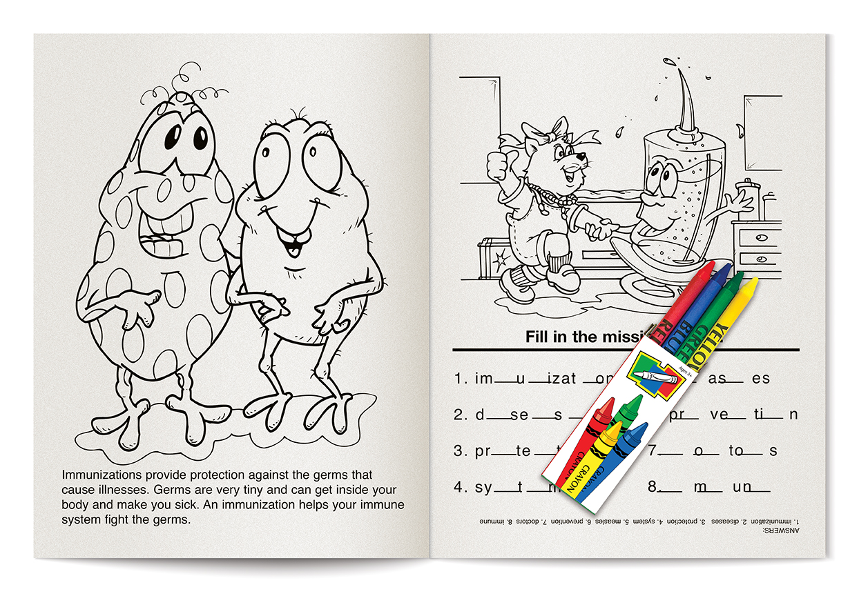 COLORING SET - Learn About Immunization Coloring Book Fun Pack 6