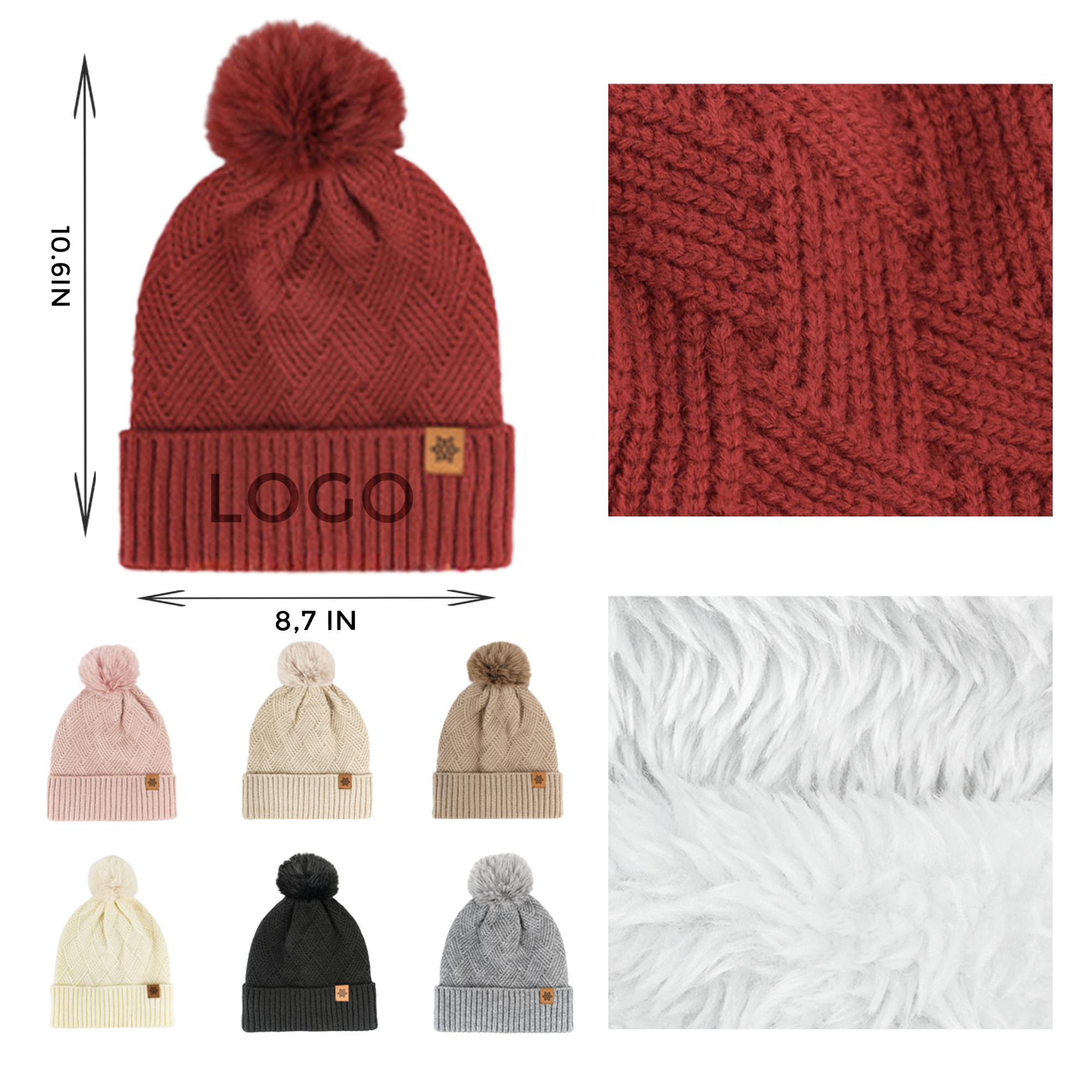 MOQ 10 PCS Cozy Warm Knitted Hat 2