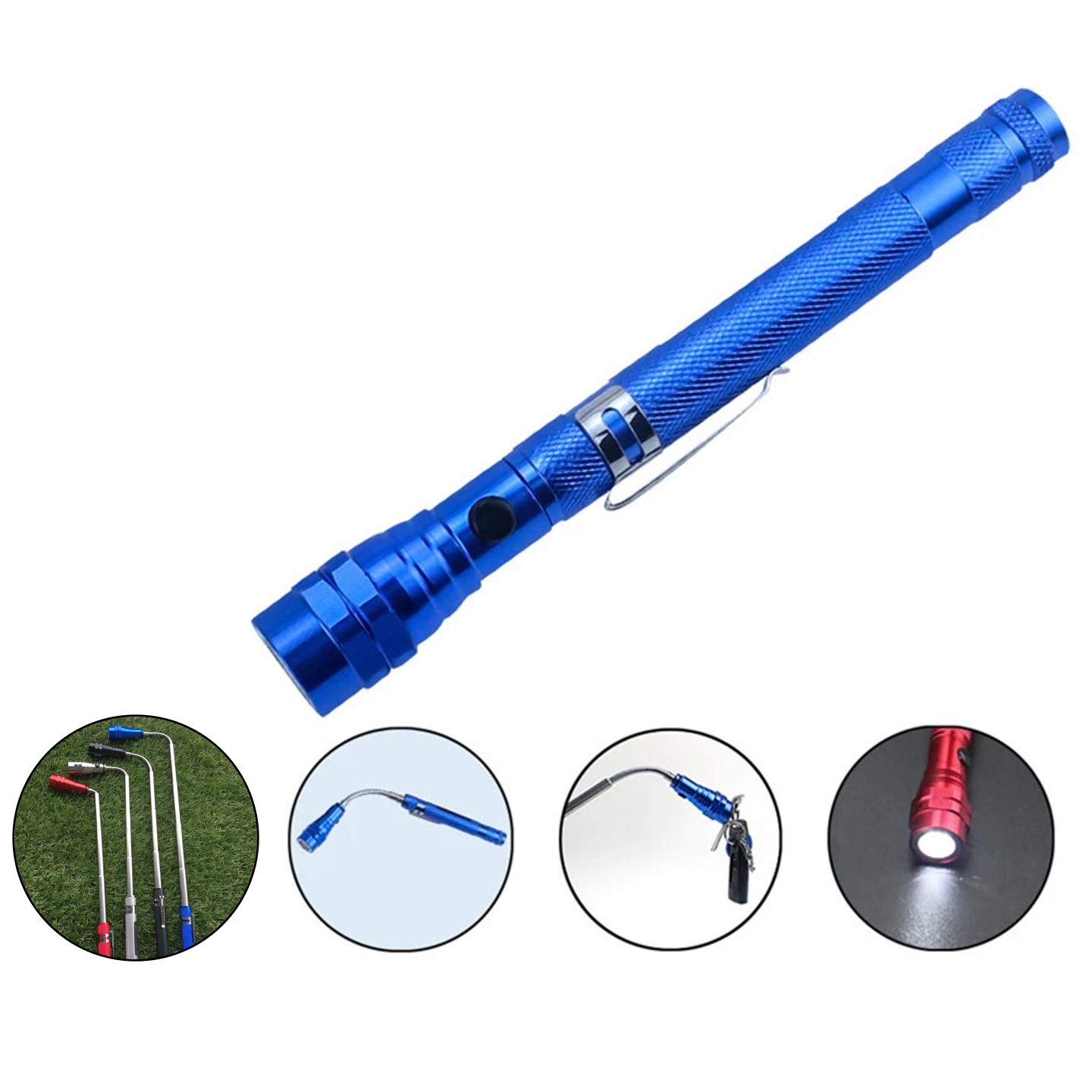 Magnetized 360 Degree Flexible Head Telescopic 3 LED Torch Flashlight 6