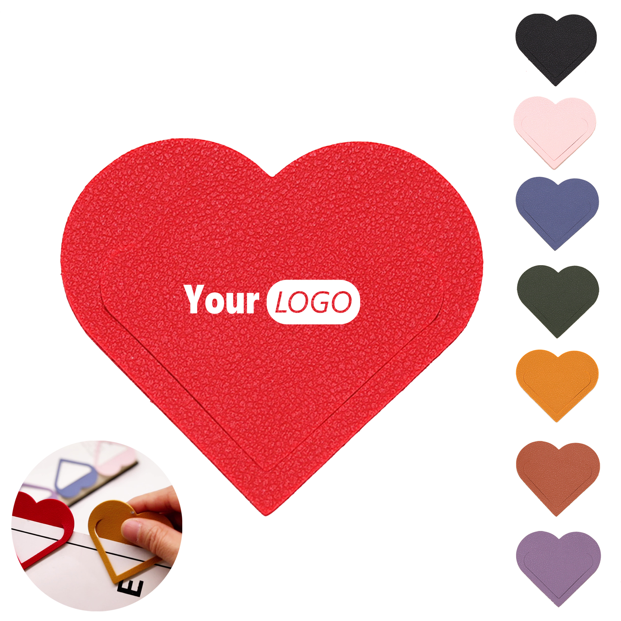 Heart-Shaped PU Leather Bookmark 3