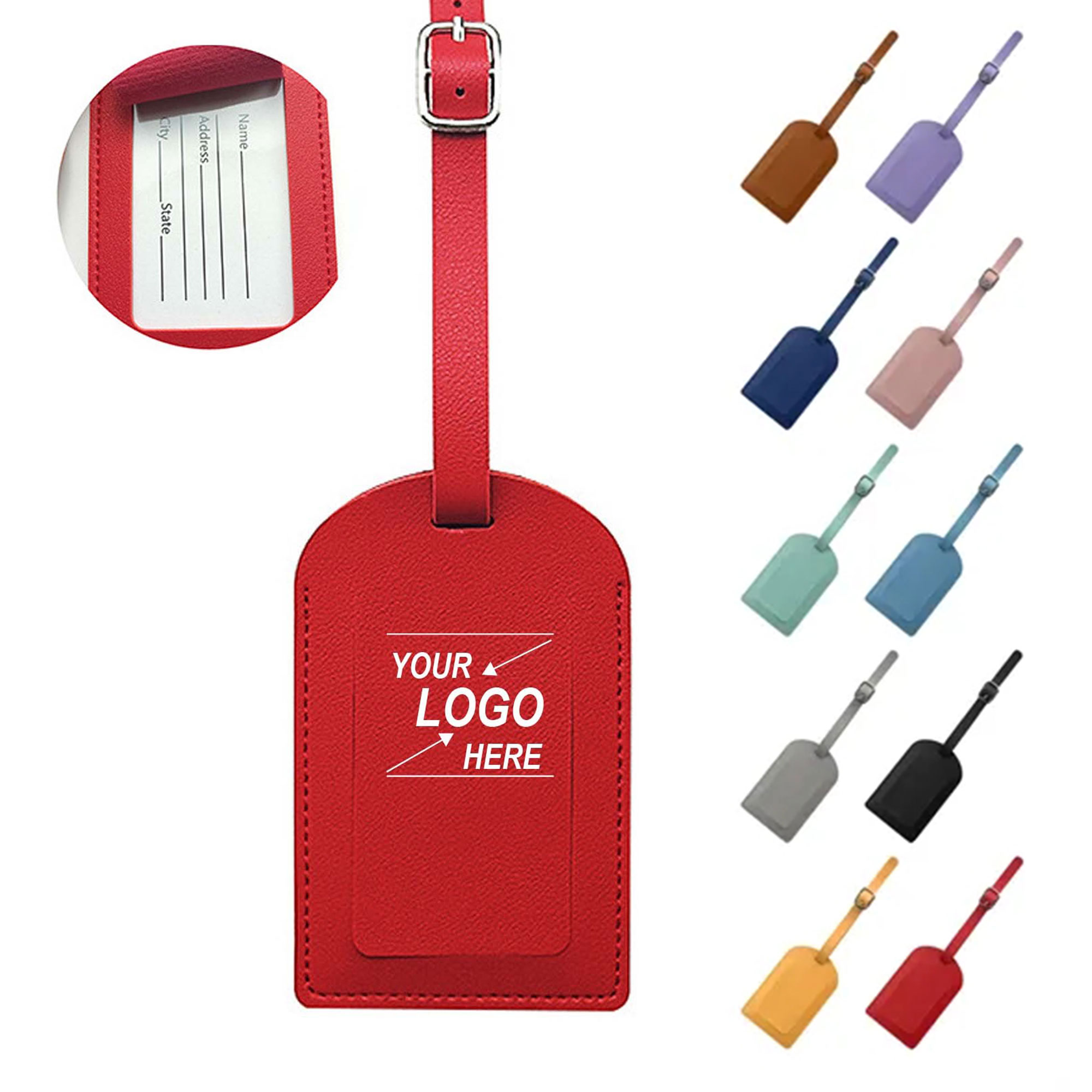 PU Leather Luggage Tag Adjustable Lanyard 6