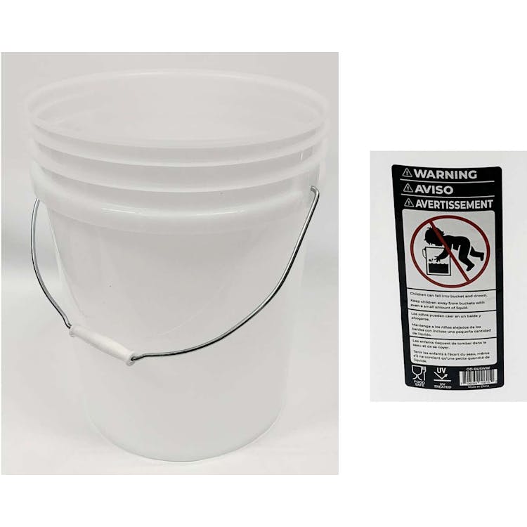 5 Gallon Plastic Bucket - White 2