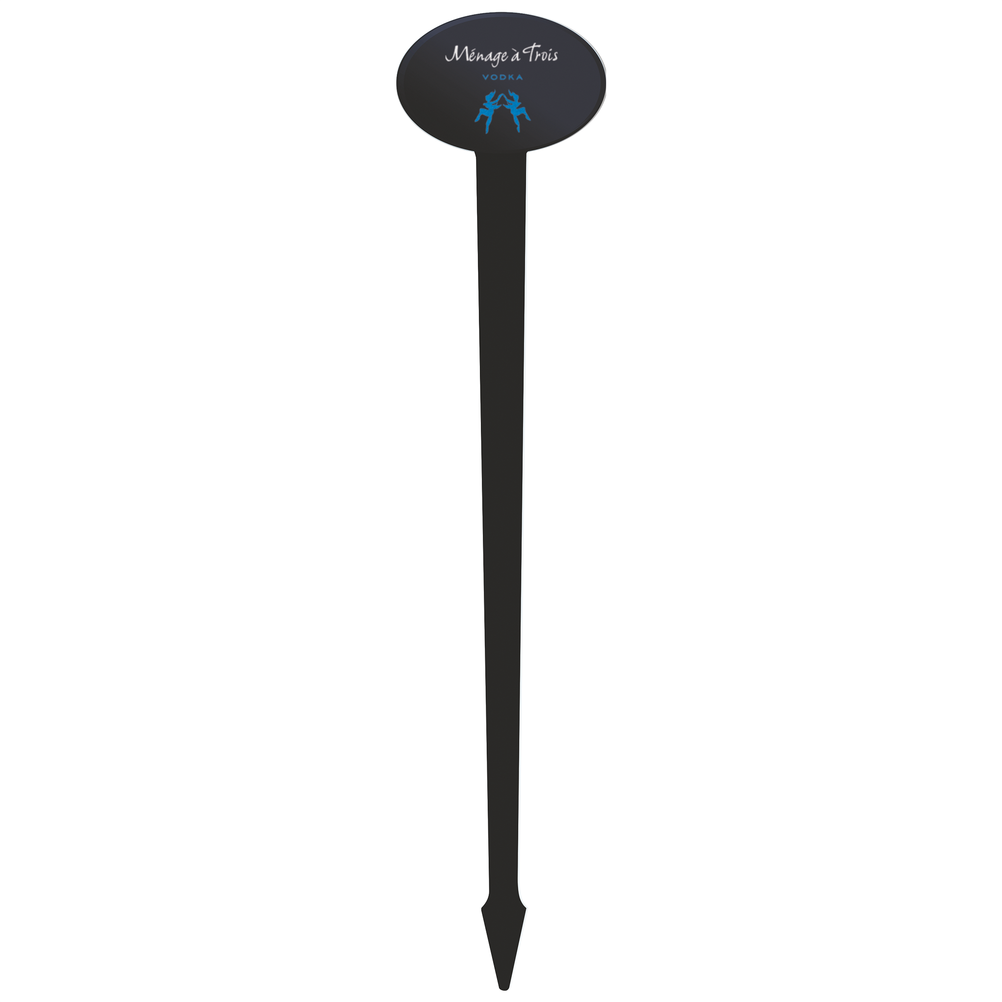 Plastic Drink Stirrer 6.000" Oval Black Digital Print 3