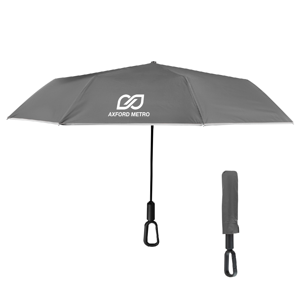 46" Arc Reflective Umbrella With Carabiner Handle 13