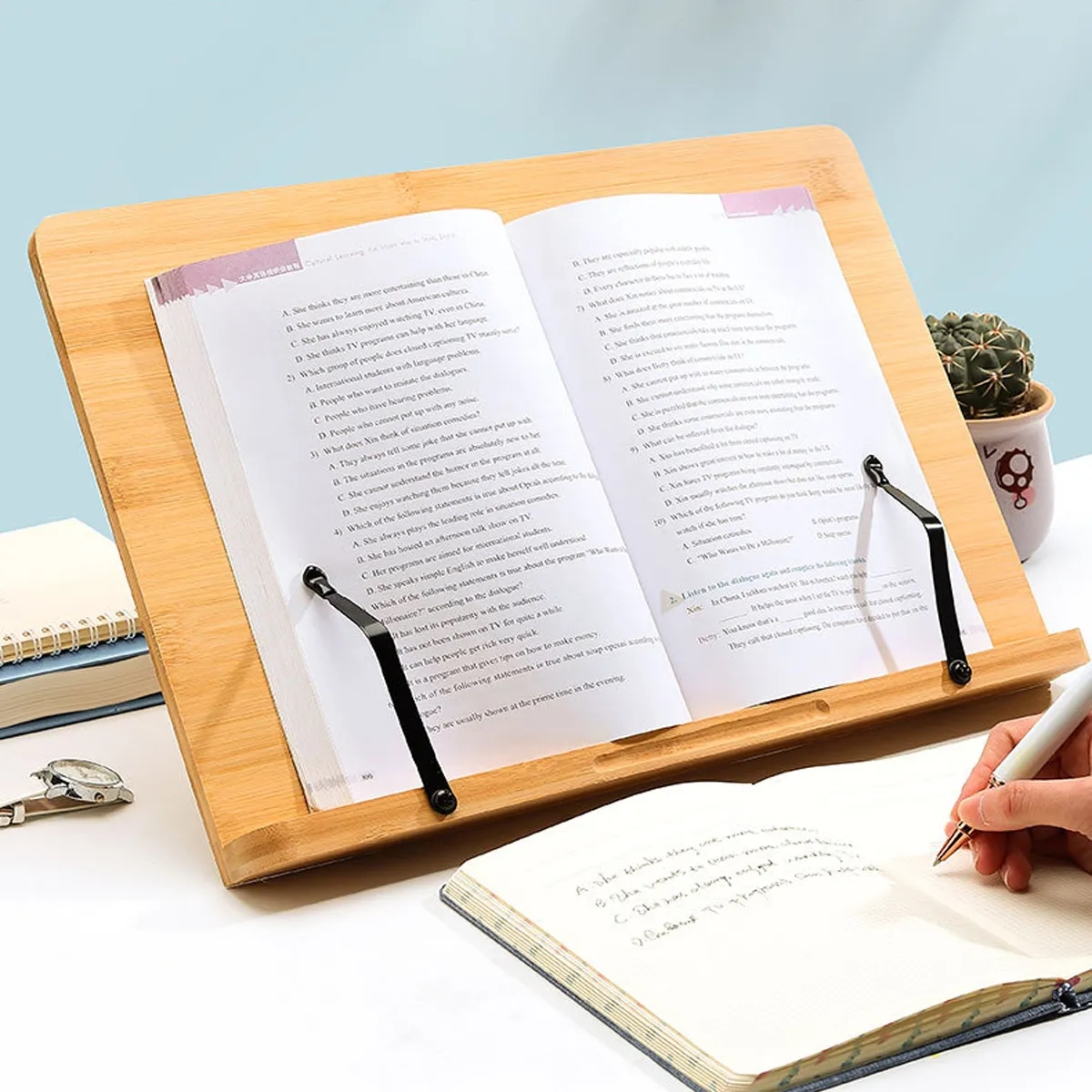 Multi-Function Adjustable Bamboo Bookstand & Holders 2