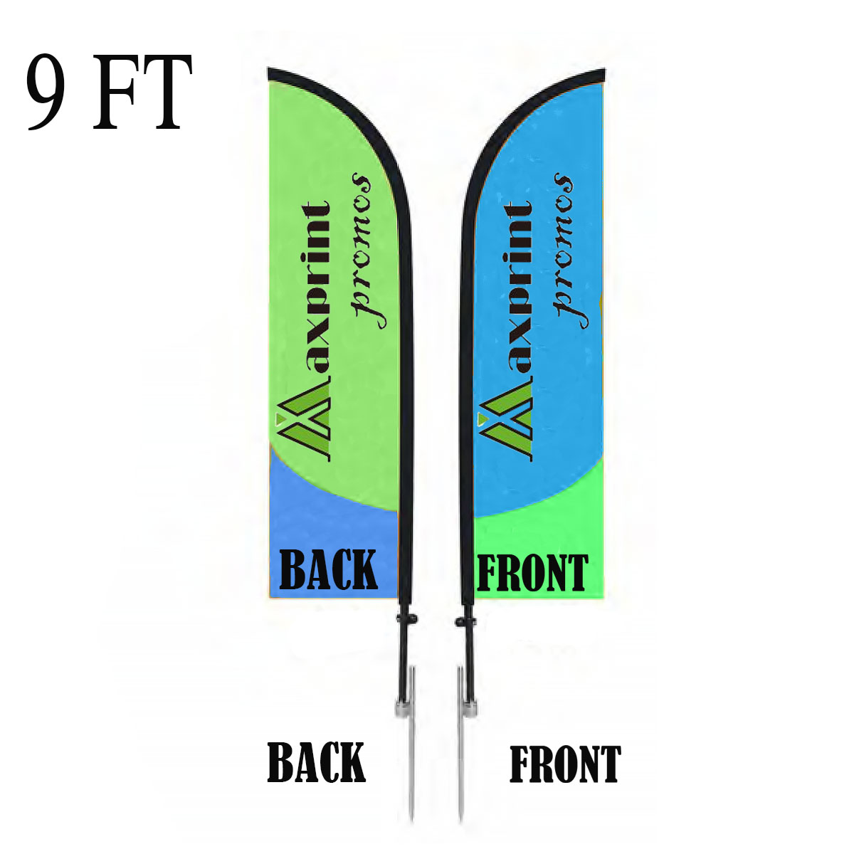 9' Custom Feather Flag Double Sided With Spike Base 2