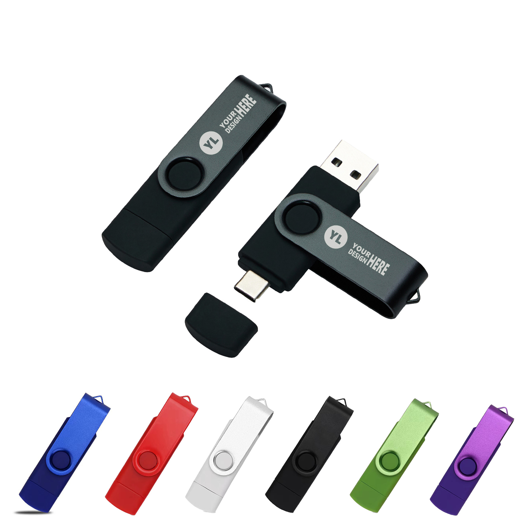 Rotating Type-C Dual Interface Metal USB Drive 1