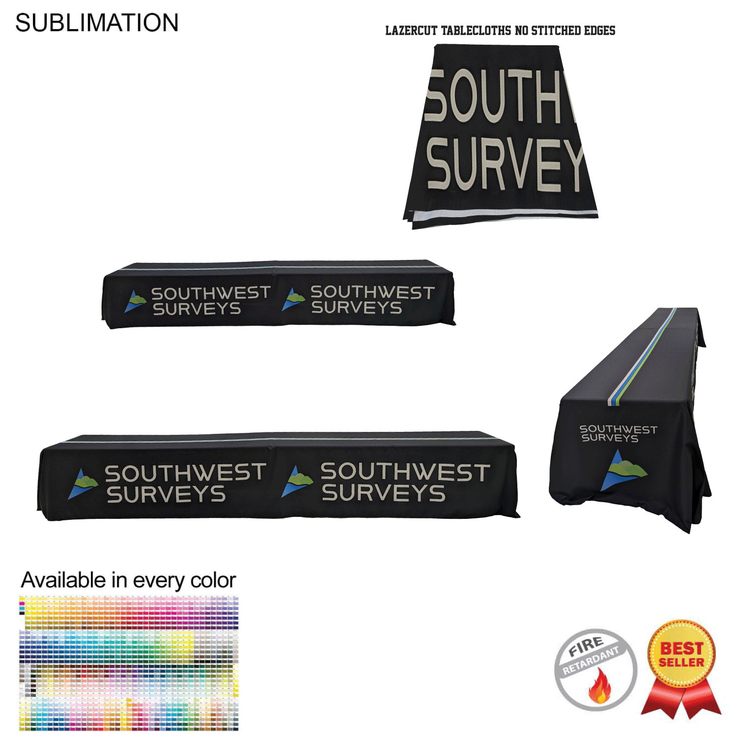 16' LazerCut, 4-Sided Sublimated Tablecloth, Drape Style, Closed Back (on 2 x 8ft tables combined) 12
