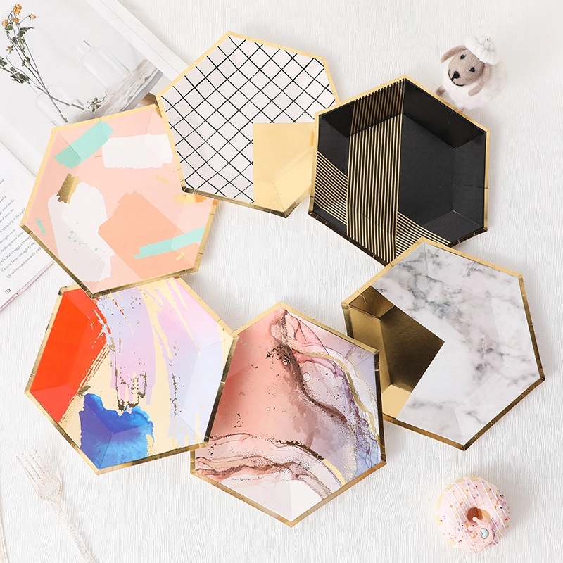 Disposable Party Picnic Salad Dessert Hexagon Paper Plate 12