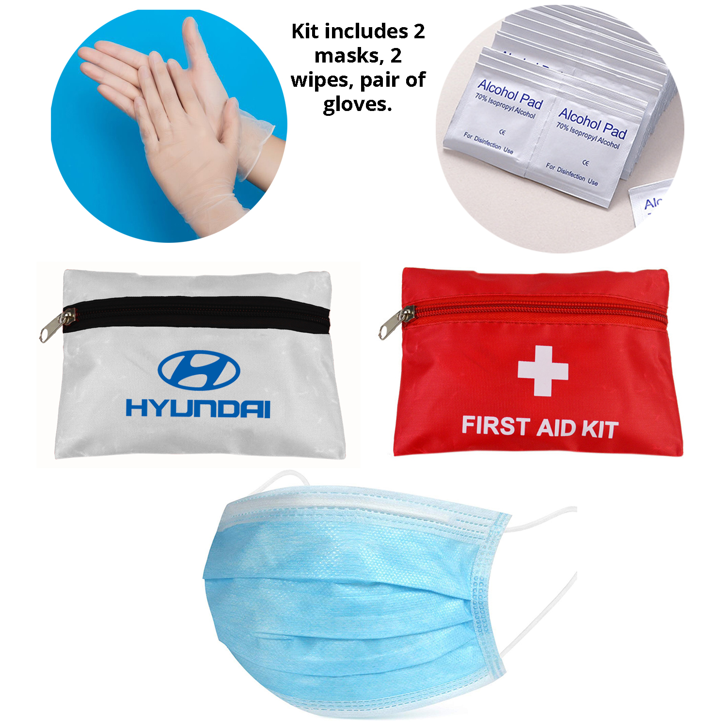 Ppe Kit 2 Surgical Masks, 2 Alcohol Pads, Pair Of Gloves - Imprinted Pouch 5