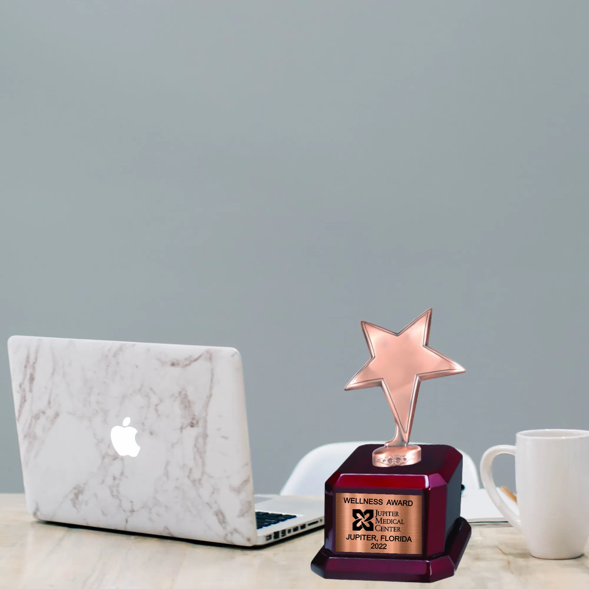 9 1/2" Star Trophy Award on Rosewood Royal Piano Finish Base 19