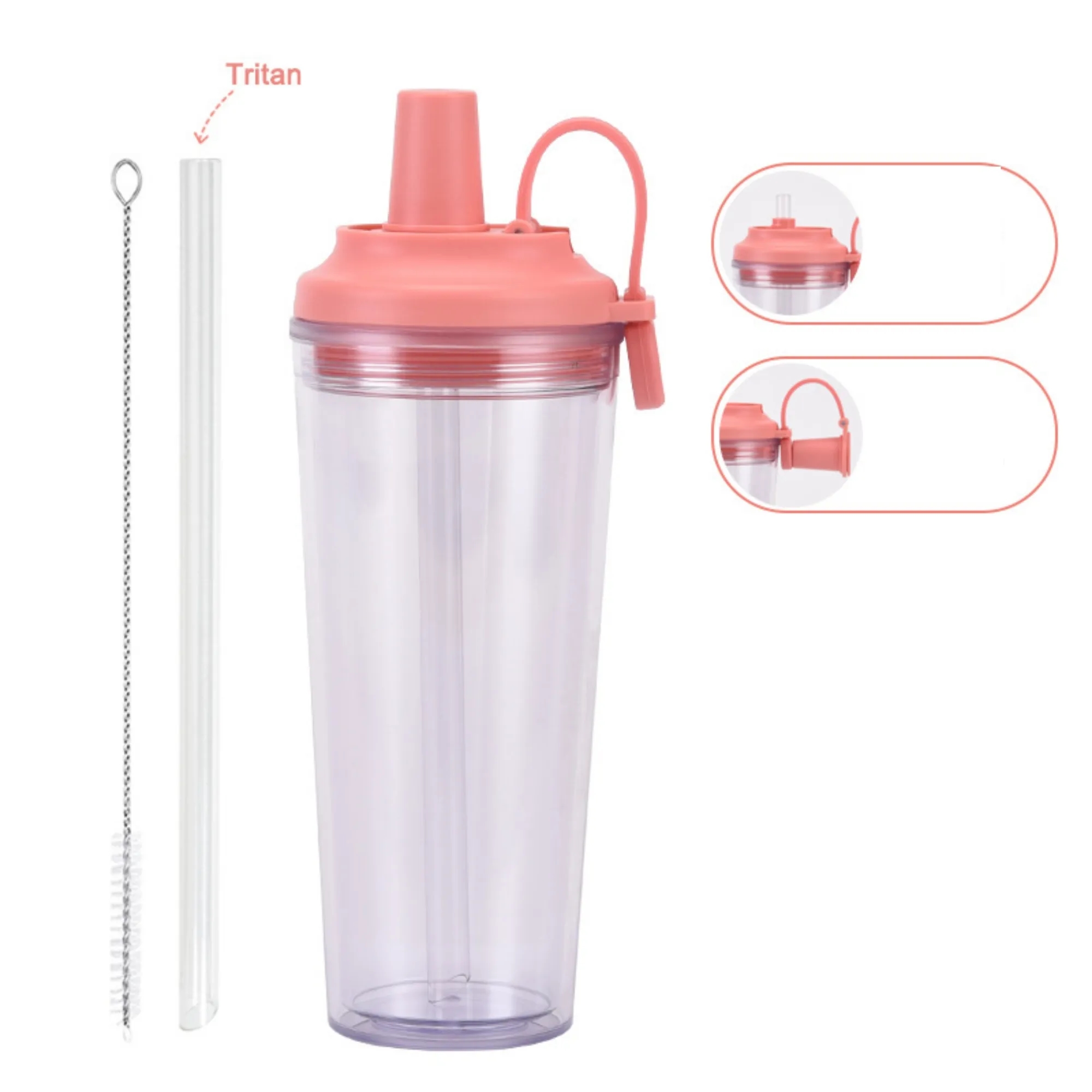 24oz Double-Layer Plastic Straw Cup 18