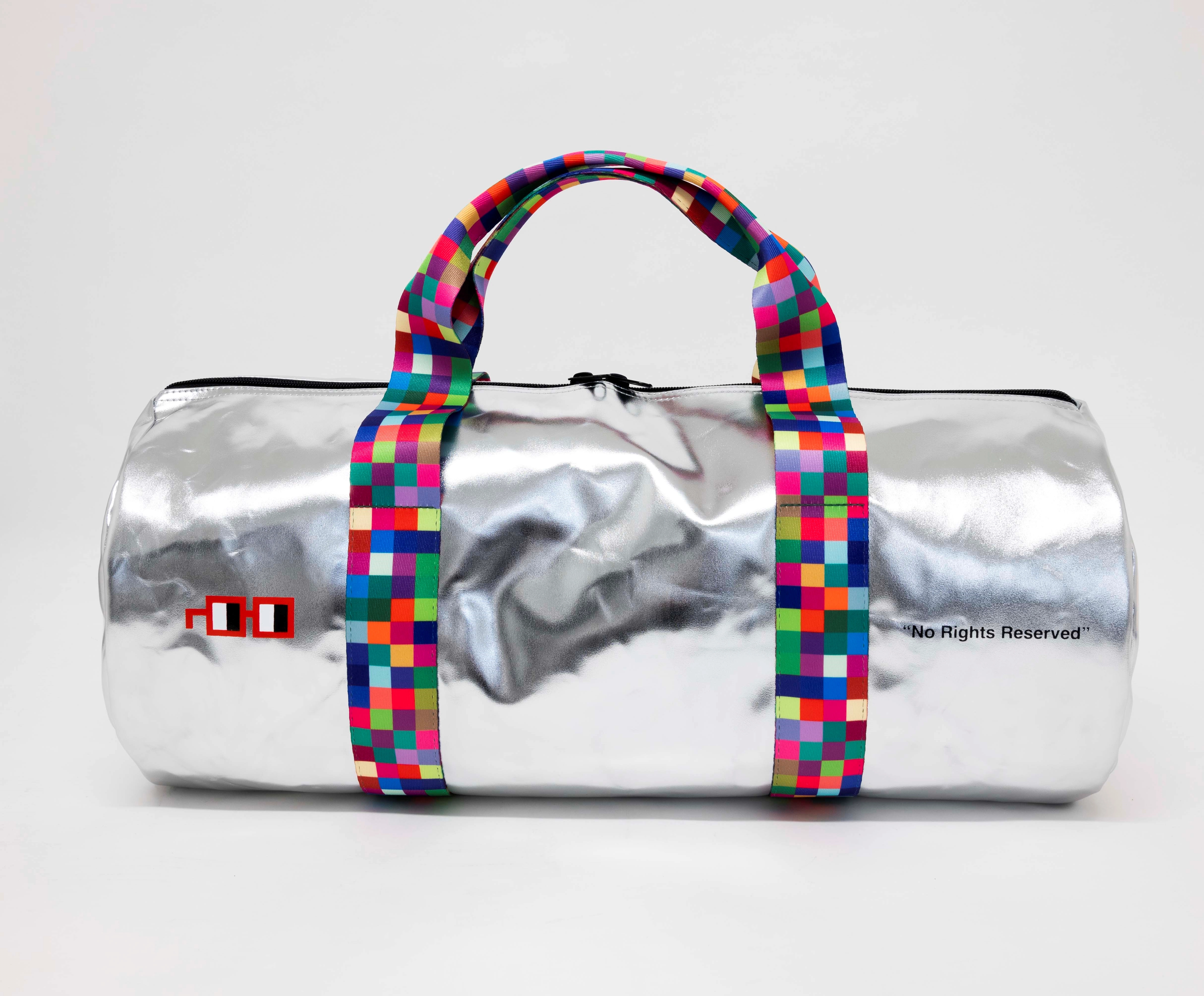 Custom Round Metallic Silver Duffle Bag 5